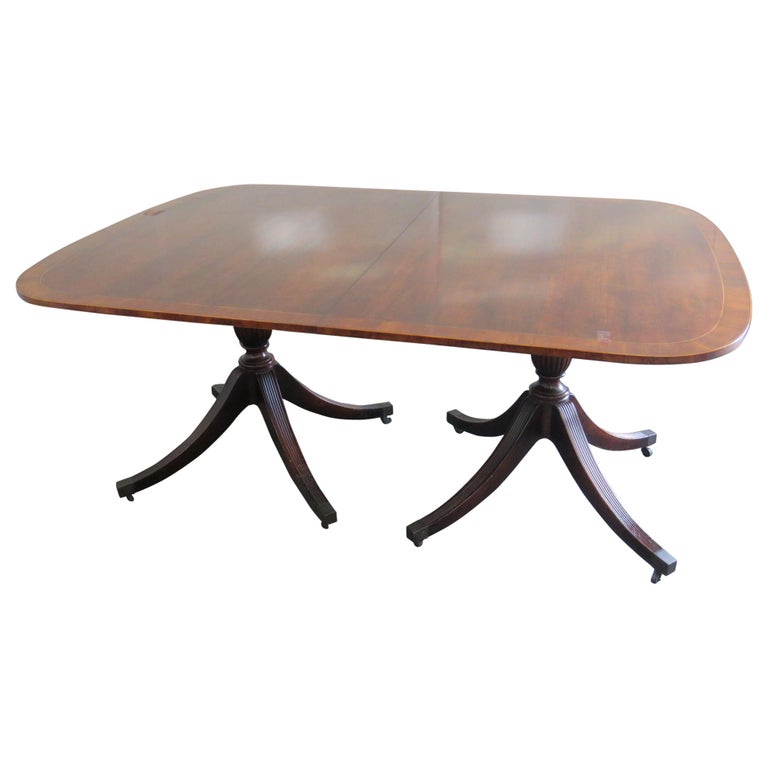 Baker Style Double Pedestal Dining Table at 1stDibs
