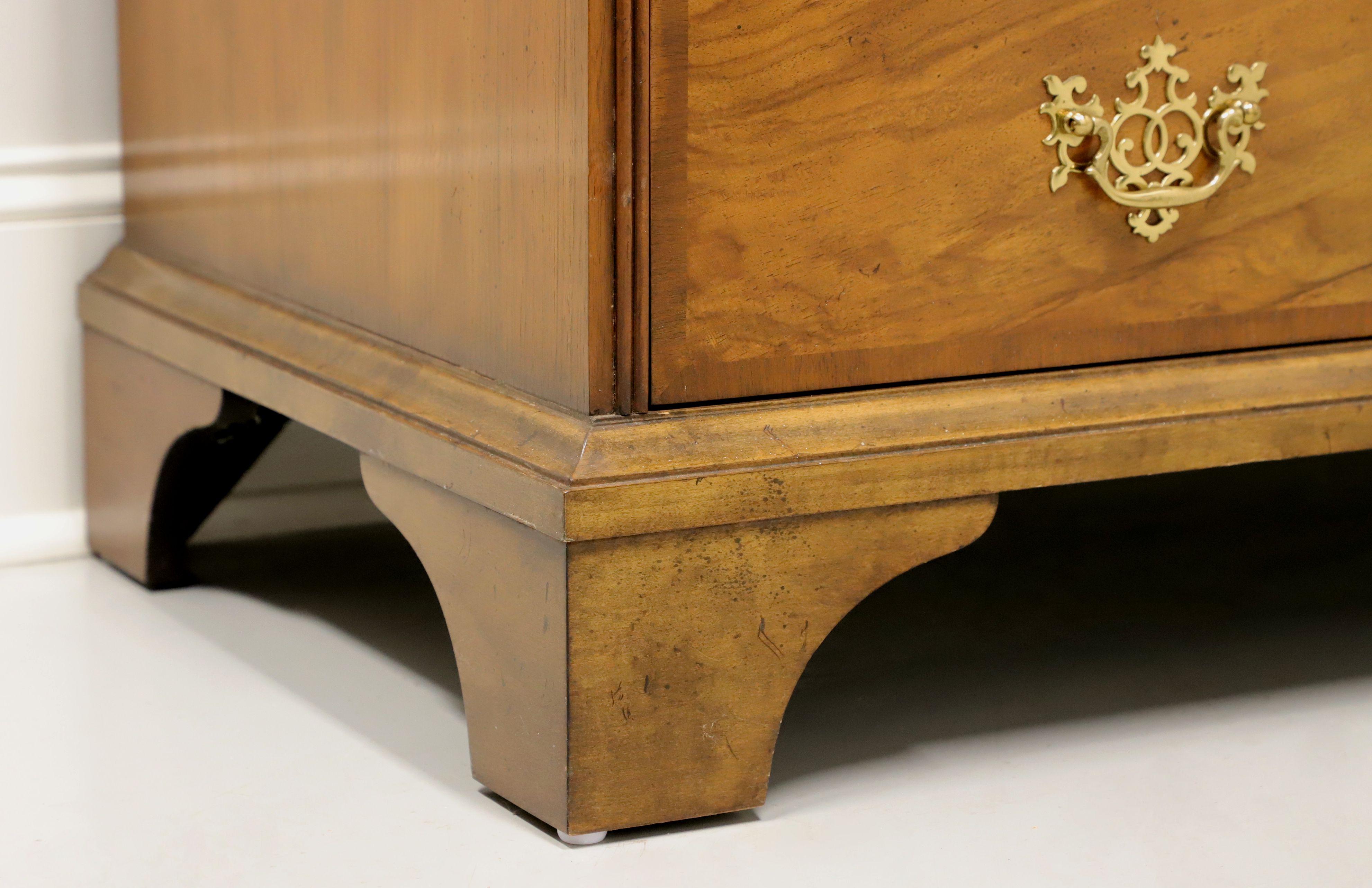 Brass BAKER Georgian Walnut Bonnet Top Secretary Desk with Mirrored Blind Bookcase For Sale