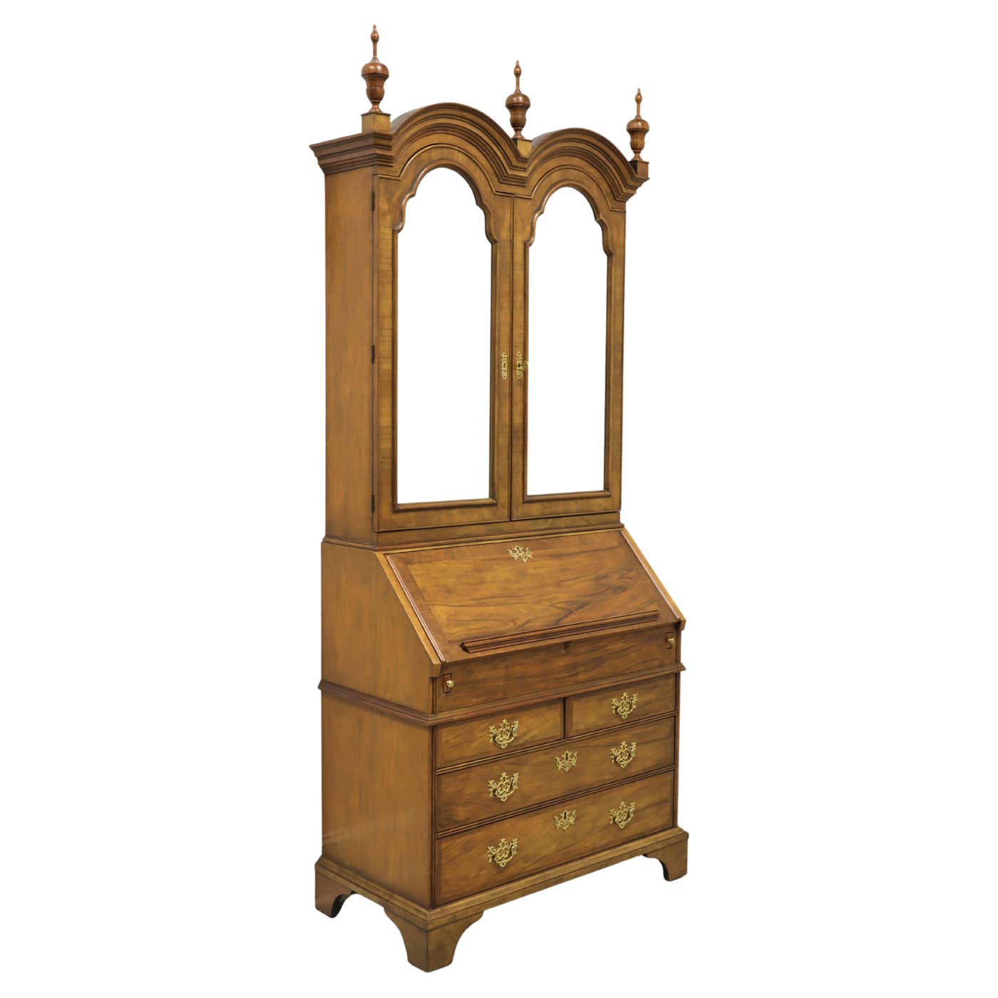 BAKER Georgian Walnut Bonnet Top Secretary Desk with Mirrored Blind ...
