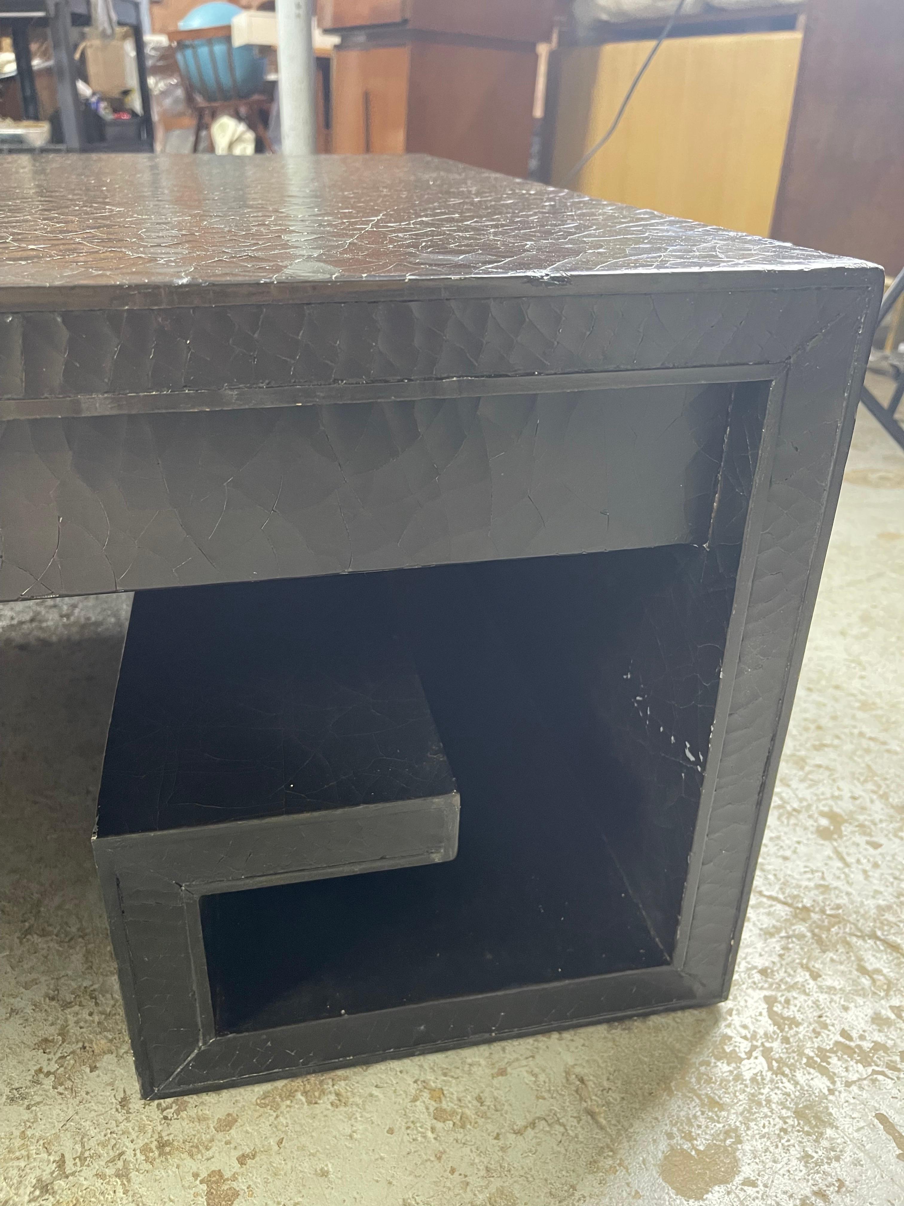 Baker Greek Key Scroll Style Leather Coffee Table 8