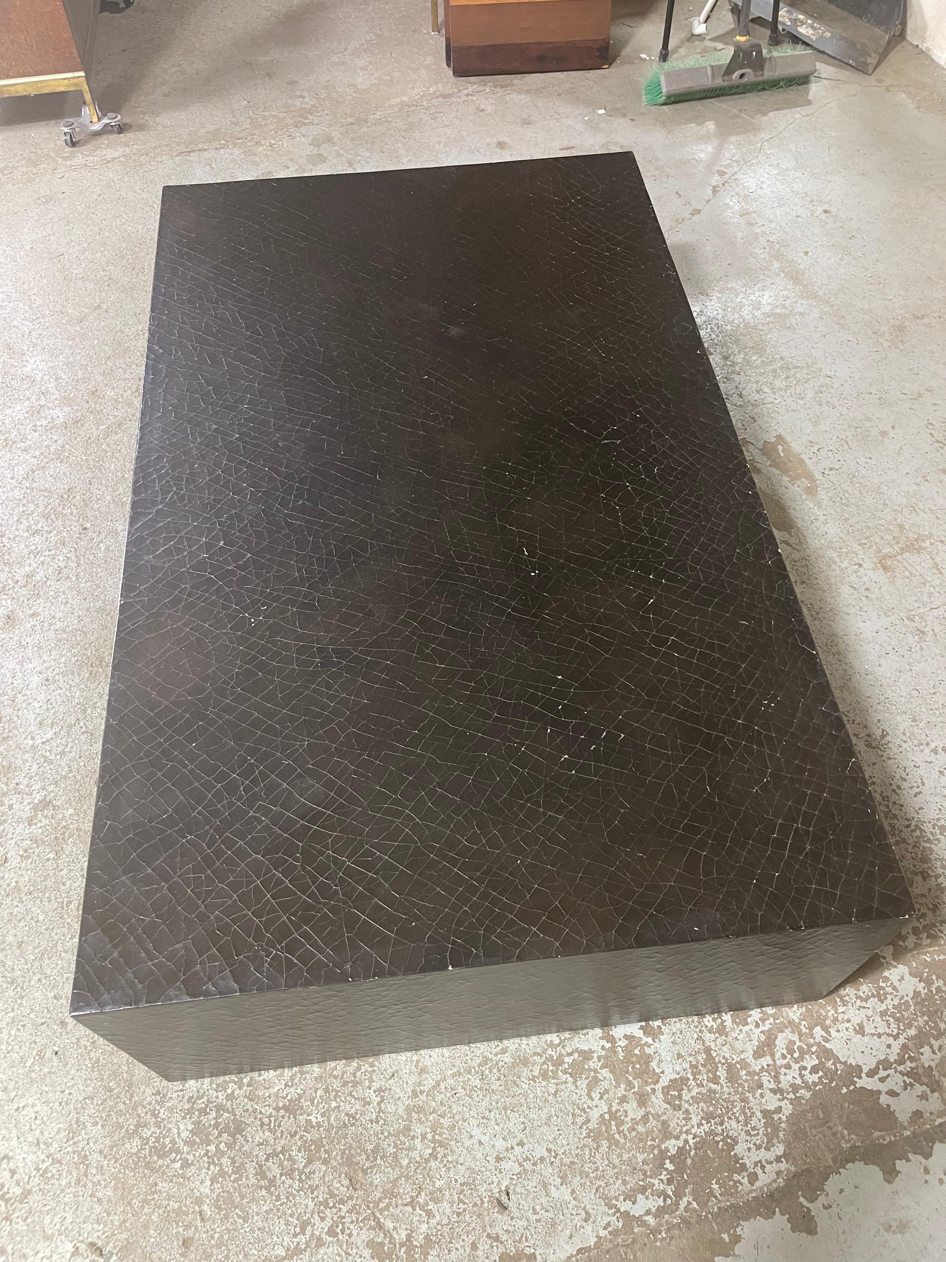 American Baker Greek Key Scroll Style Leather Coffee Table