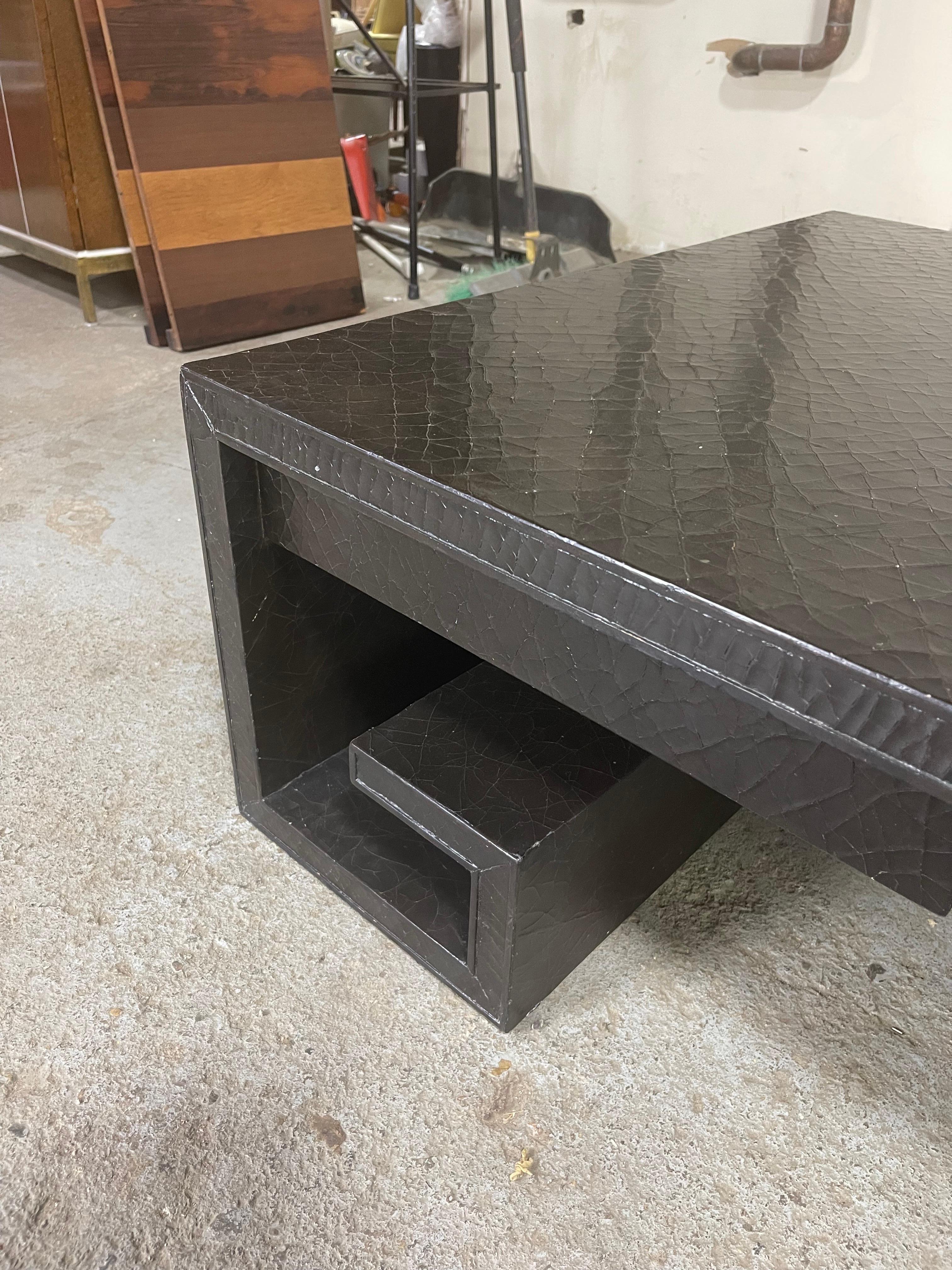 Baker Greek Key Scroll Style Leather Coffee Table 1