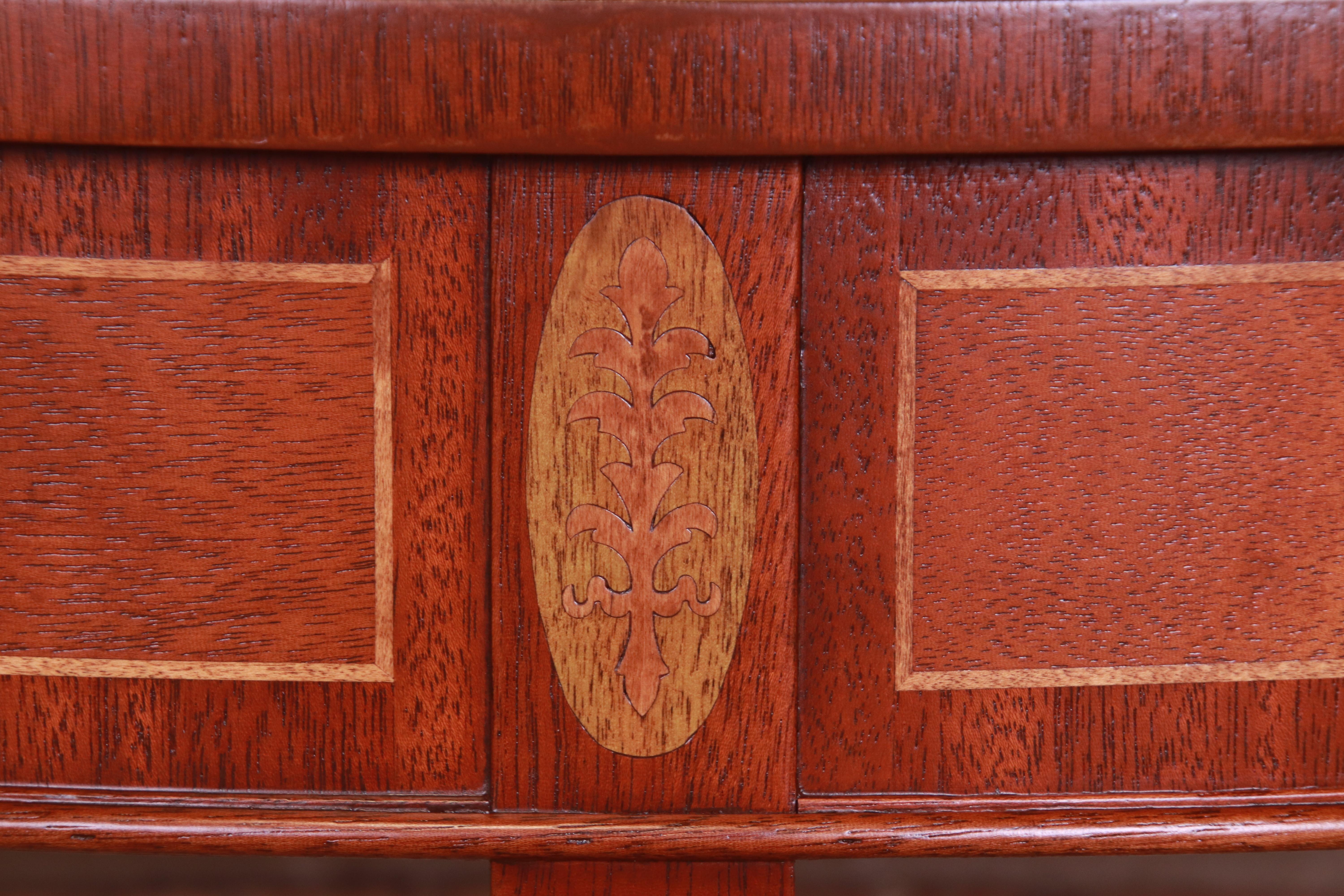 Baker Hepplewhite Style Mahogany Demilune Console or Entry Table, Refinished 5