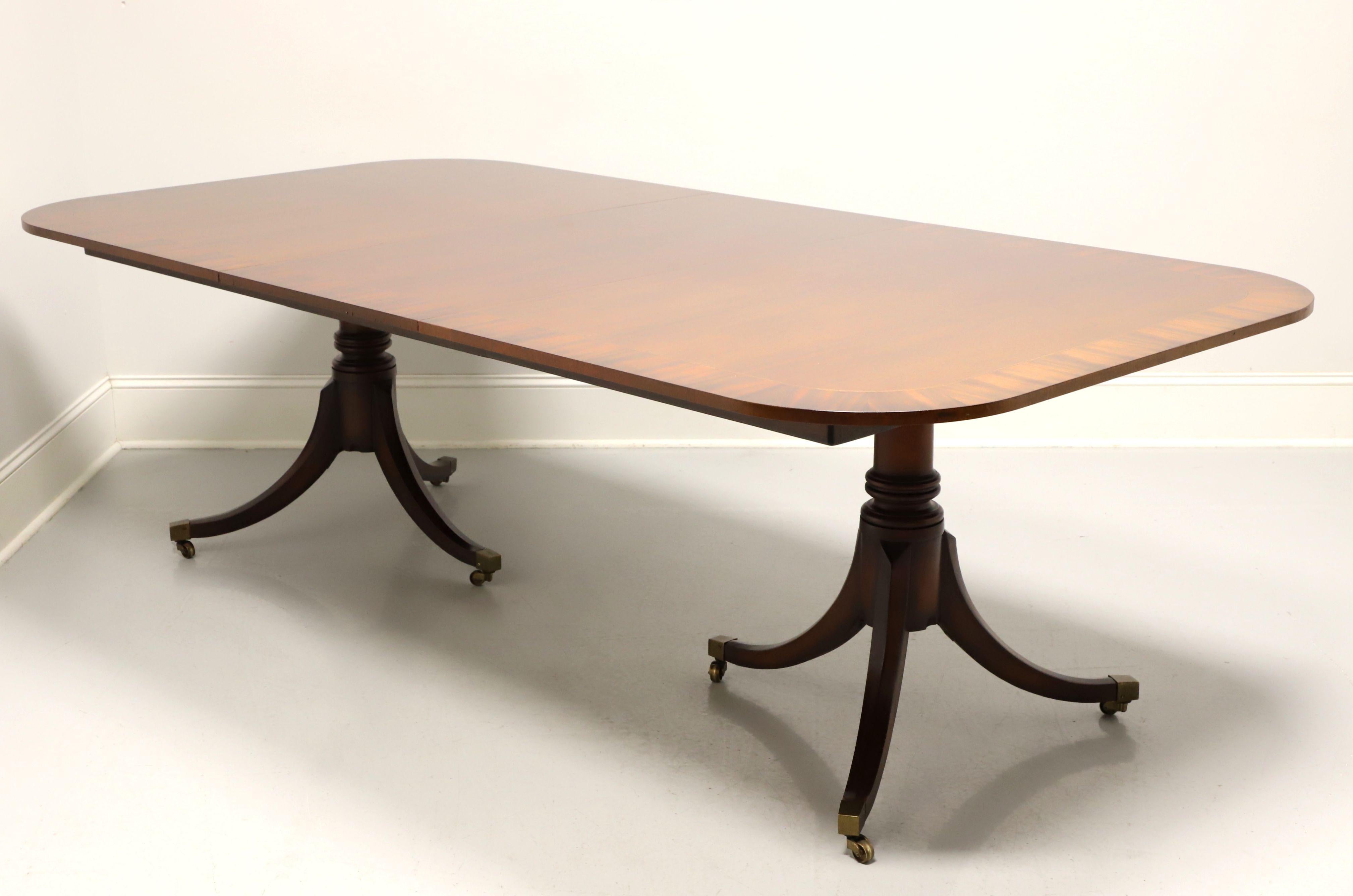 Sheraton BAKER Historic Charleston Banded Mahogany Double Pedestal Dining Table