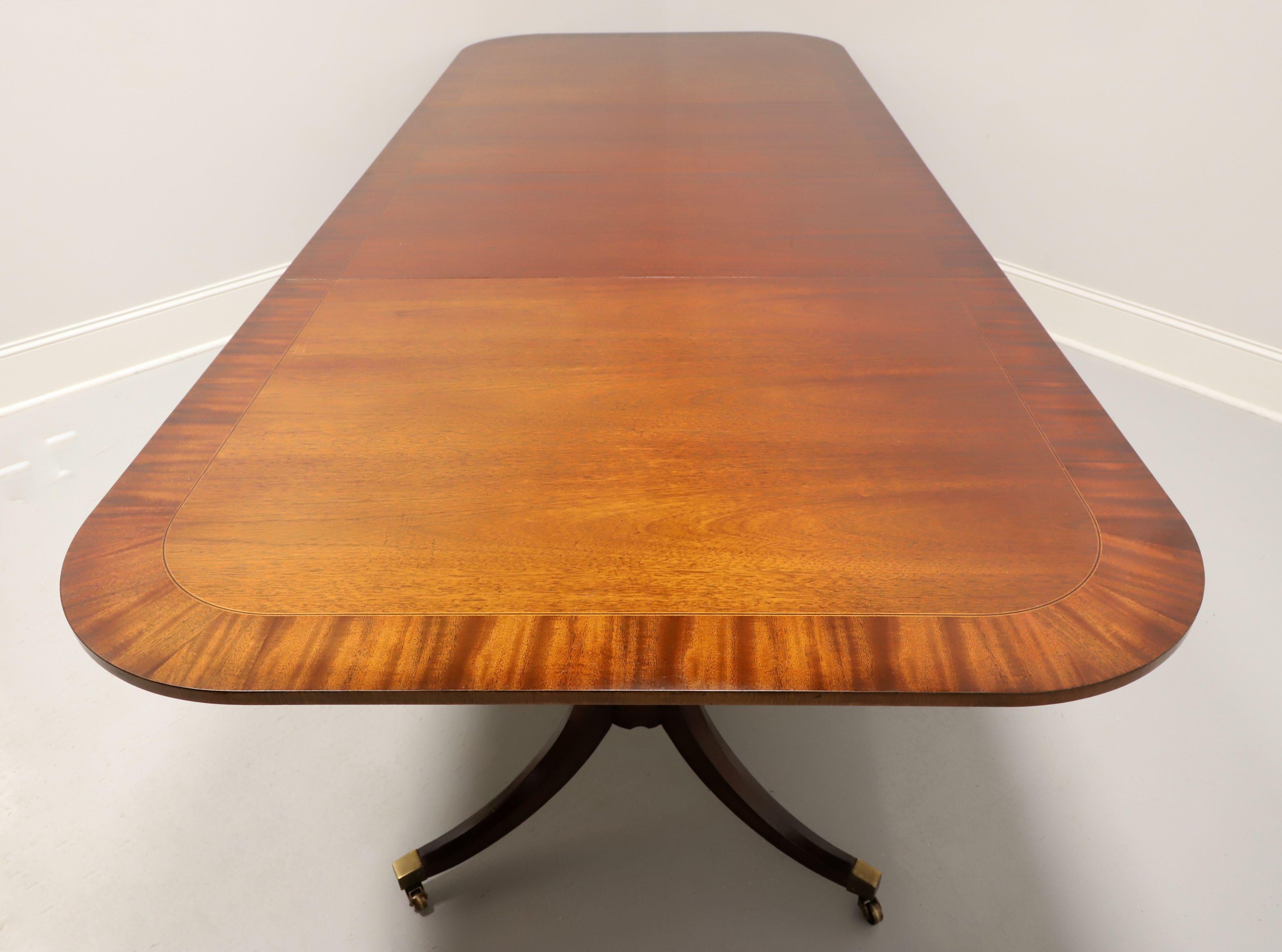 20th Century BAKER Historic Charleston Banded Mahogany Double Pedestal Dining Table