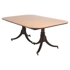 BAKER Historic Charleston Banded Mahogany Double Pedestal Dining Table