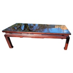 Baker Historic Charleston Collection Asian Style Cocktail Table w/ Glass Top