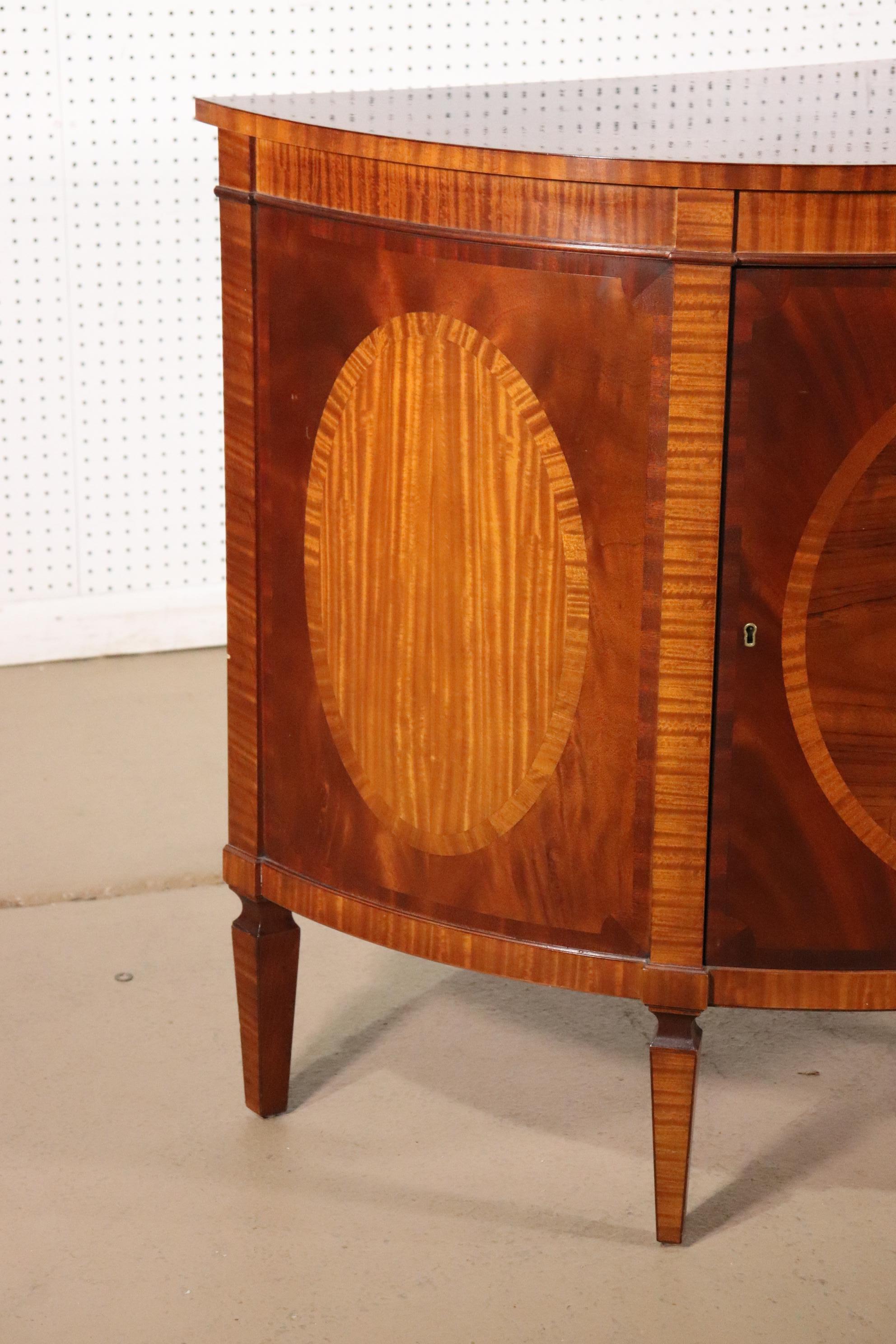 Late 20th Century Baker Historic Charleston Collection Mahogany and Satinwood Demilune Buffet