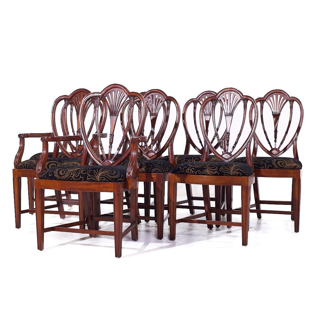 Modern Baker Historic Charleston Collection Mahogany Shield Back Dining Chairs - Set 8