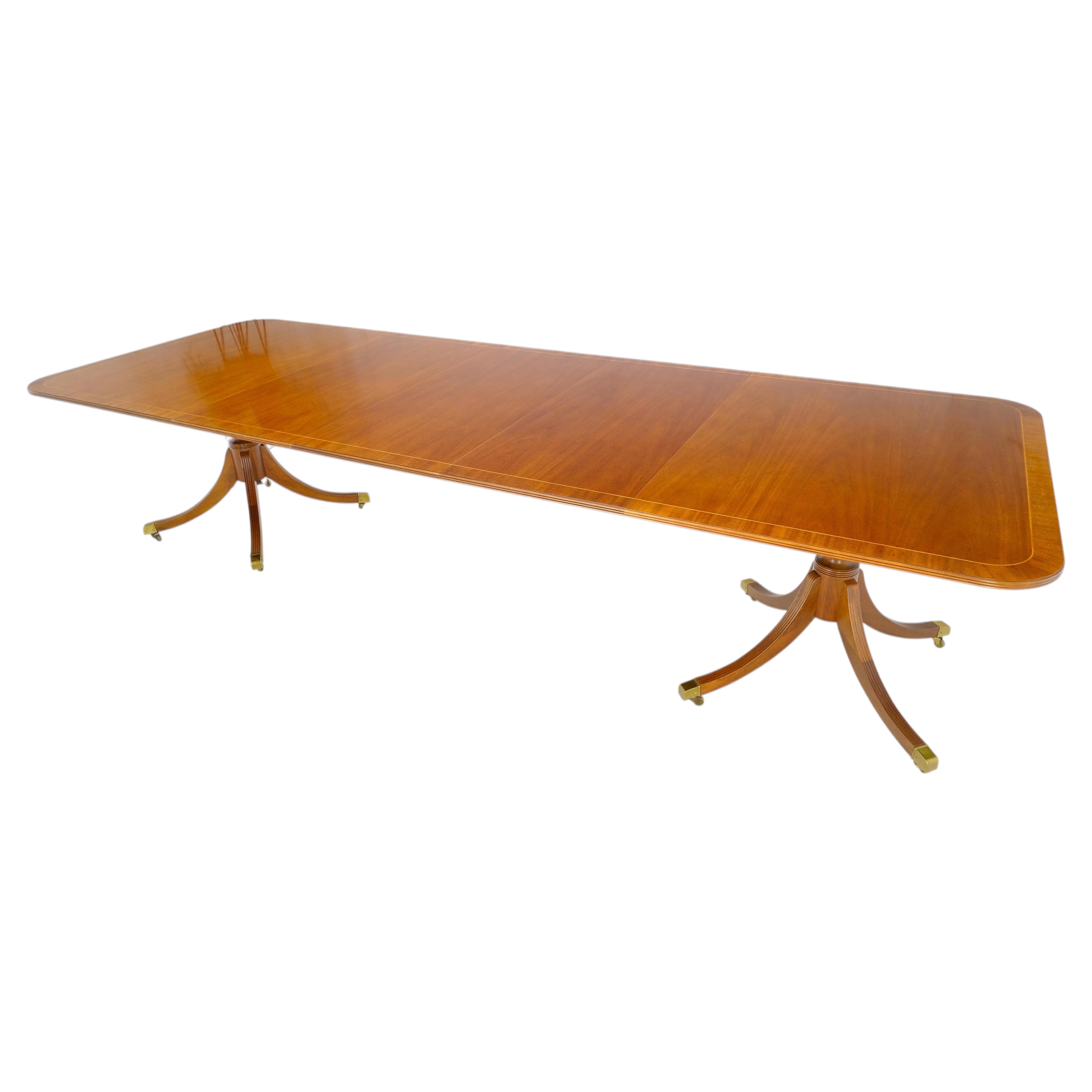 Baker Historic Charleston Double Pedestal Banded Dining Table w/ 3 Leaves MINT! For Sale