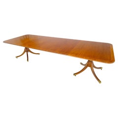 Baker Historic Charleston Double Pedestal Banded Dining Table w/ 3 Leaves MINT!