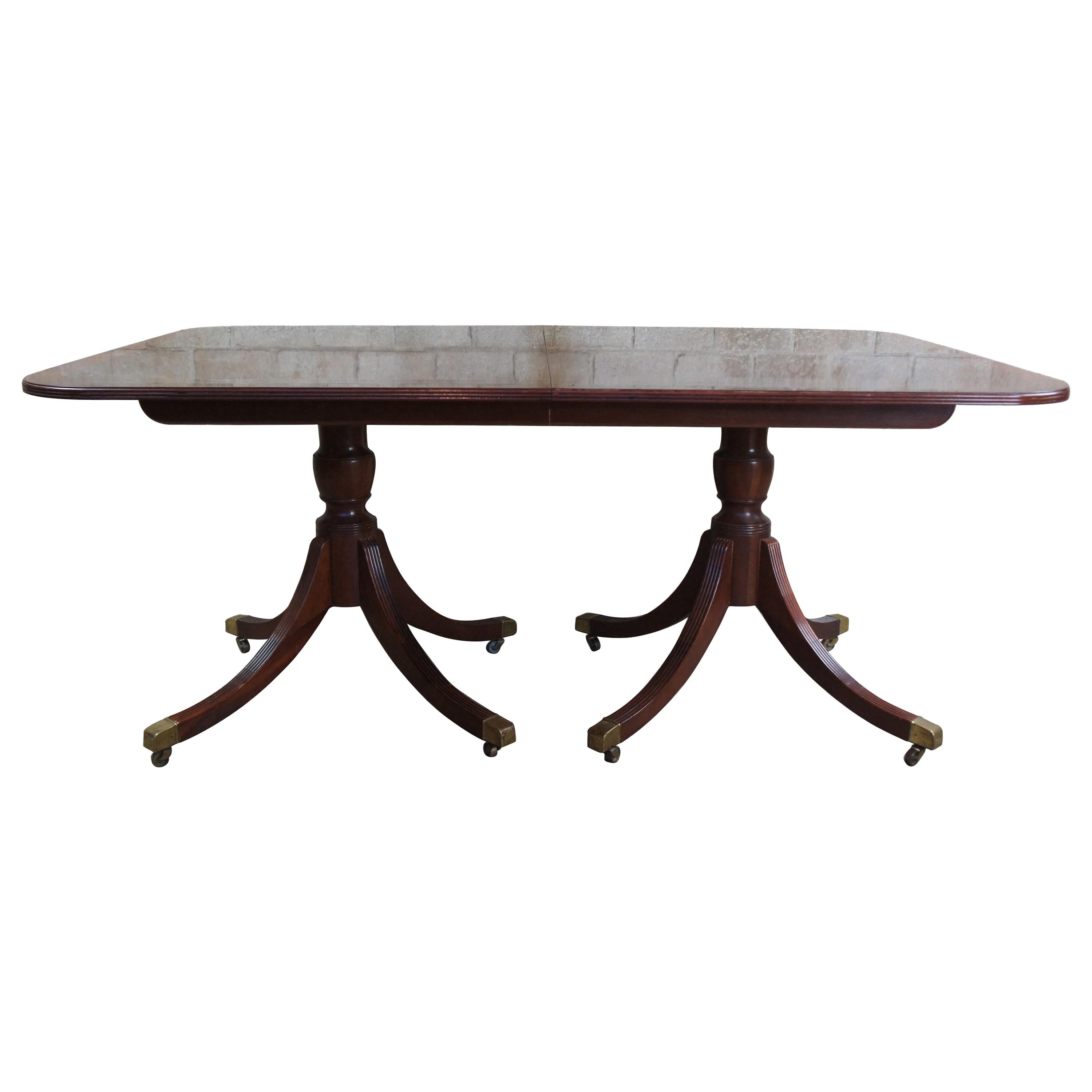 Baker Historic Charleston Duncan Phyfe Double Pedestal Mahogany Dining Table