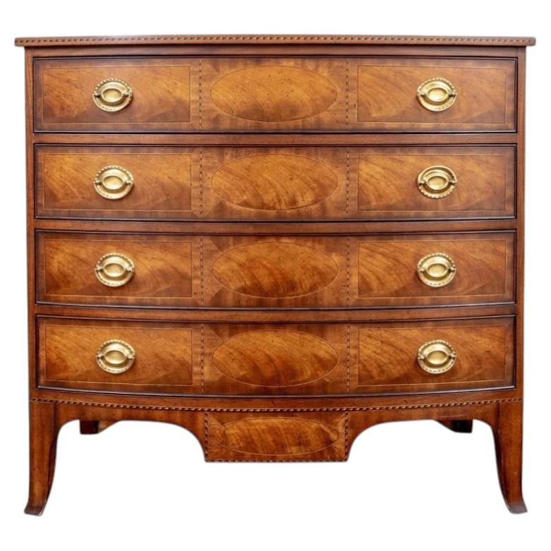 Baker Historic Charleston Inlaid Mahogany Bowfront Chest