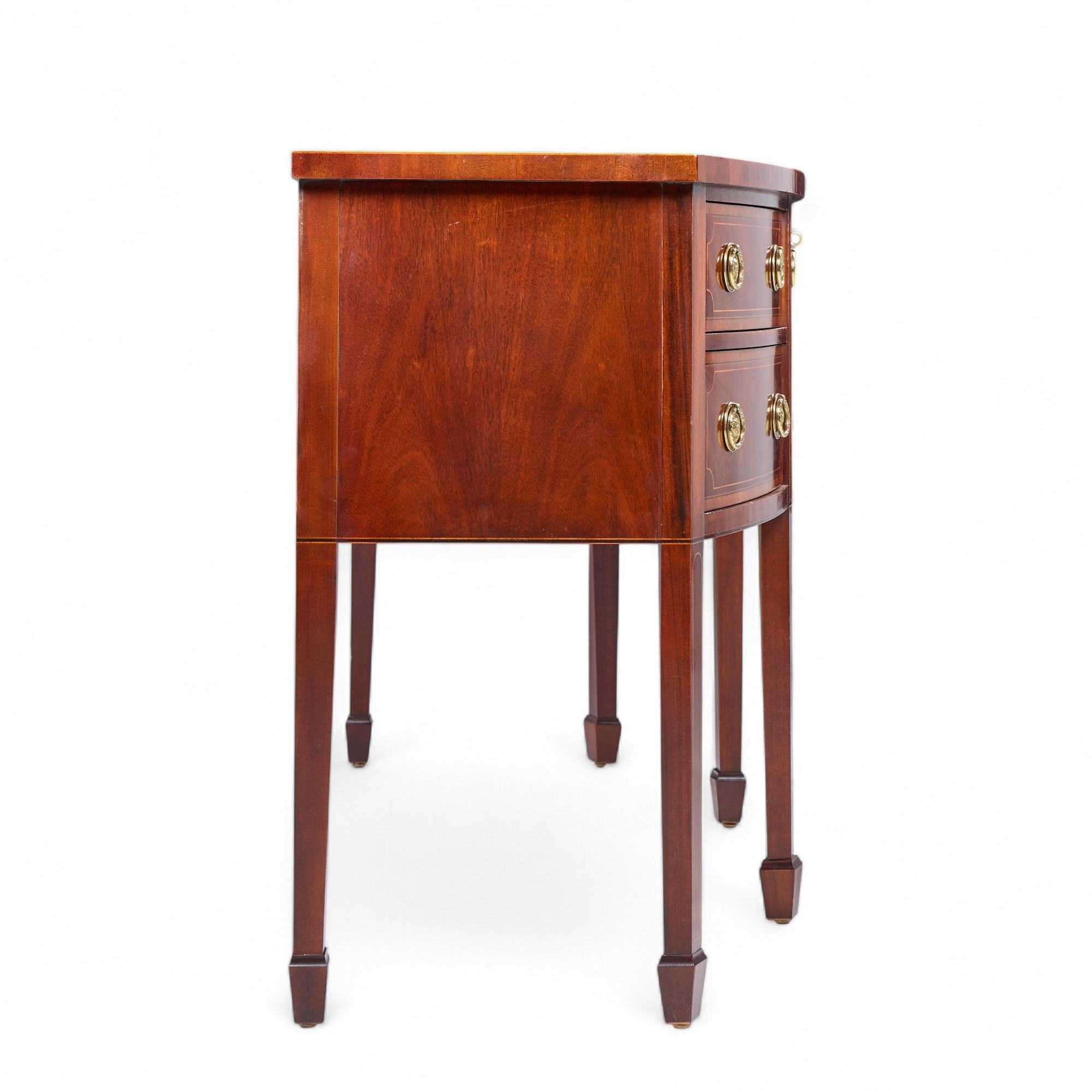 American Baker Historic Charleston Inlay Mahogany Bow Front Sideboard Credenza For Sale