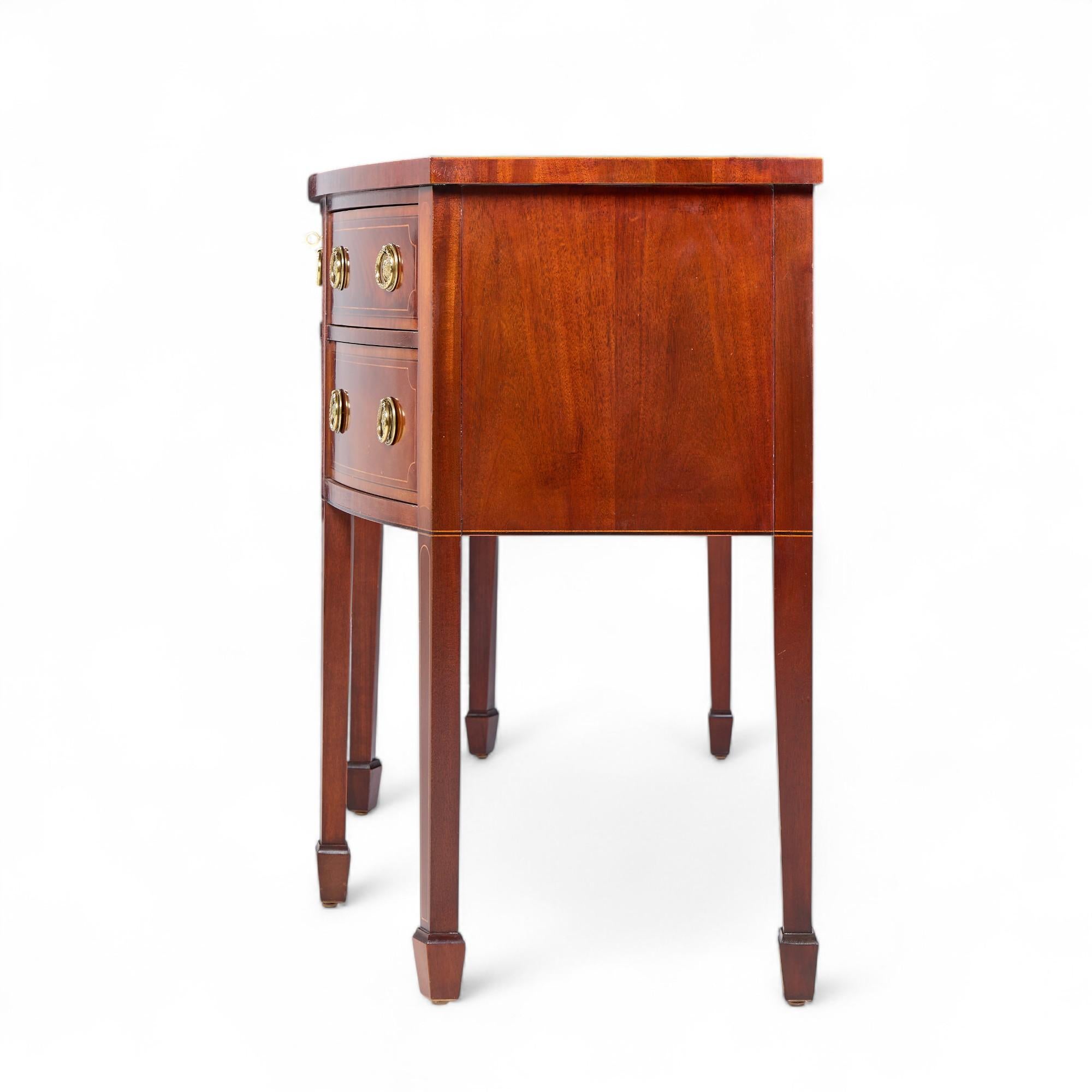 Baker Historic Charleston Inlay Mahogany Bow Front Sideboard Credenza In Good Condition For Sale In Franklin Park, IL