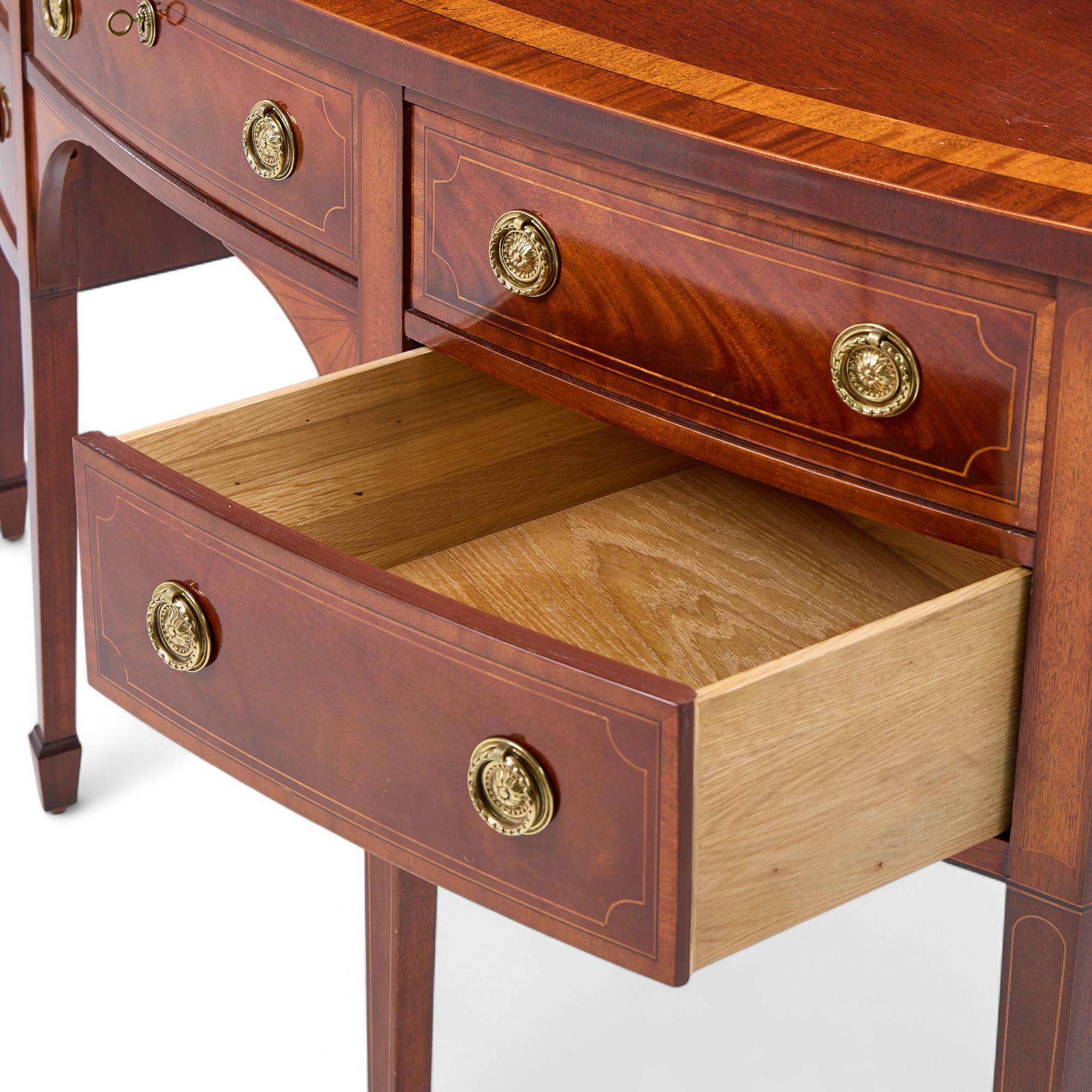 Baker Historic Charleston Inlay Mahogany Bow Front Sideboard Credenza For Sale 1