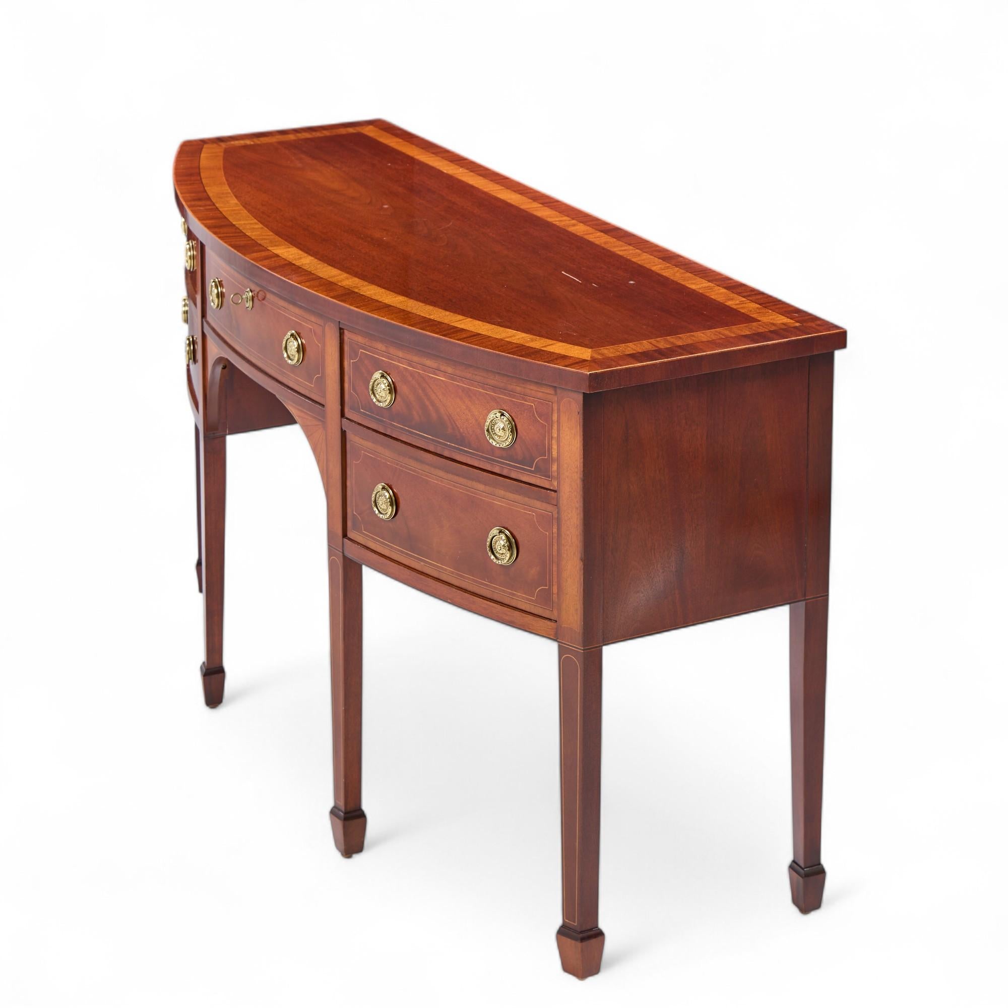 Baker Historic Charleston Inlay Mahogany Bow Front Sideboard Credenza For Sale 2