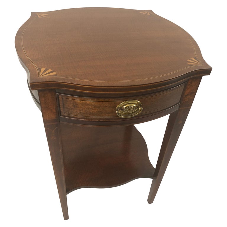 Baker Historic Charleston Mahogany and Satinwood Inlay Side Table at