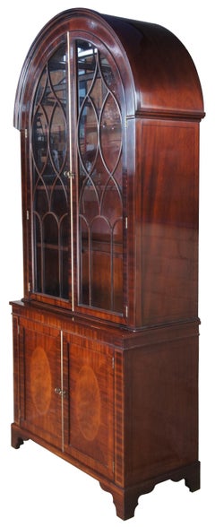 Baker Historic Charleston Mahogany Bonnet Top Domed Display Curio China Cabinet