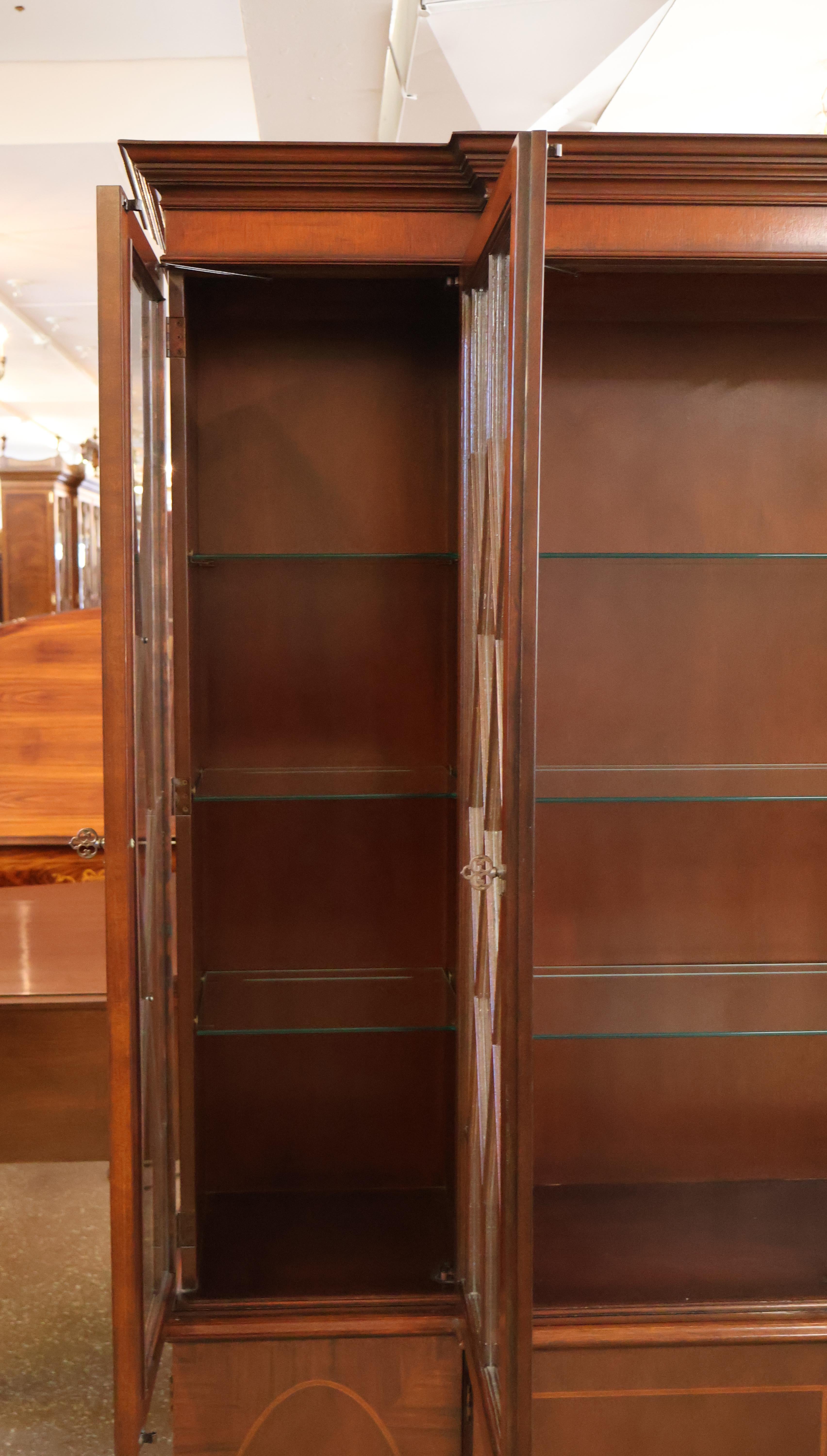 Baker Historic Charleston Mahogany Bookcase China Cabinet Breakfront For Sale 8