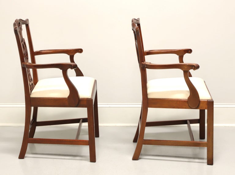 BAKER Historic Charleston Mahogany Chippendale Straight Leg Armchairs - Pair In Good Condition For Sale In Charlotte, NC