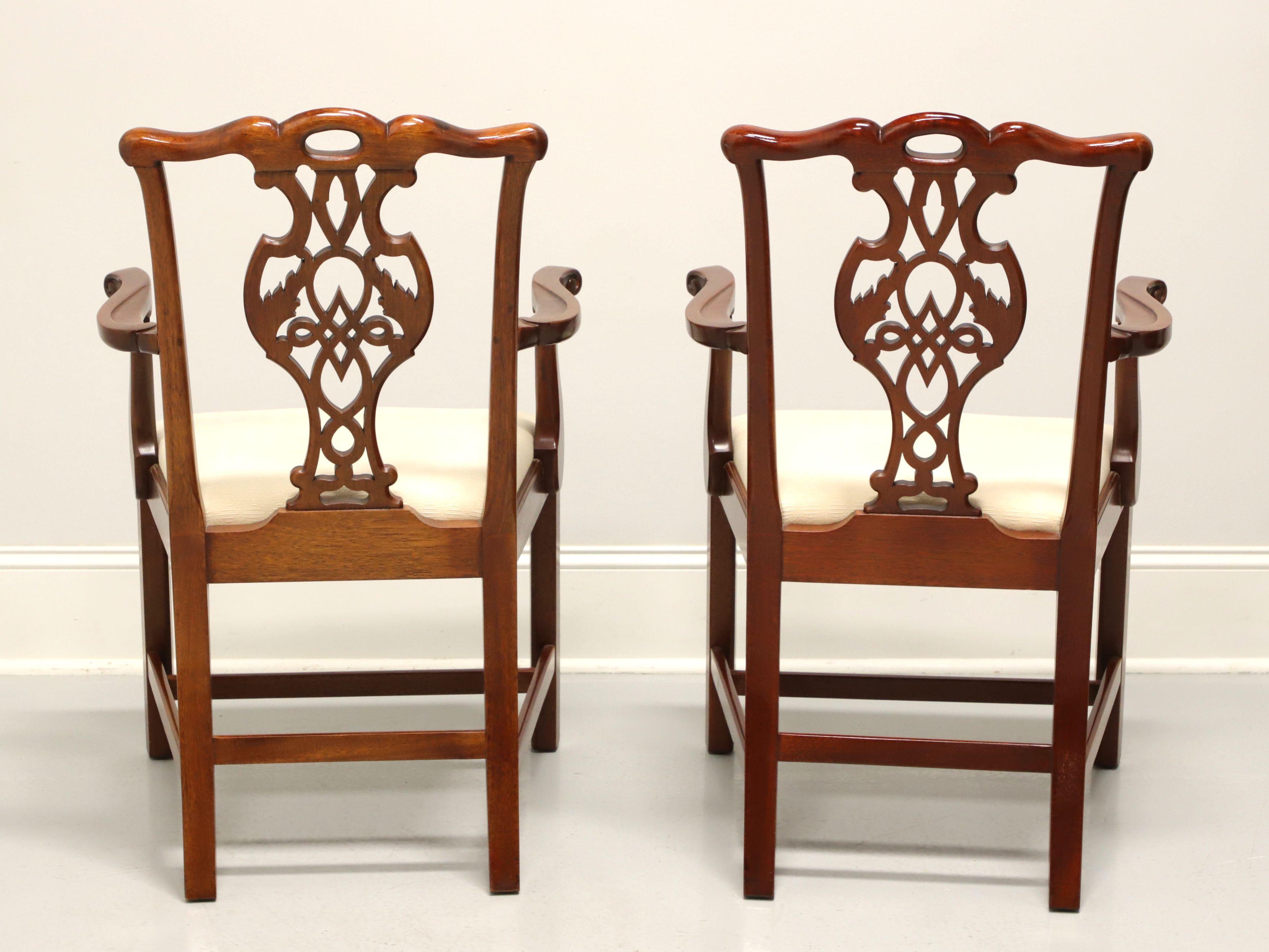BAKER Historic Charleston Mahogany Chippendale Straight Leg Armchairs - Pair In Good Condition In Charlotte, NC