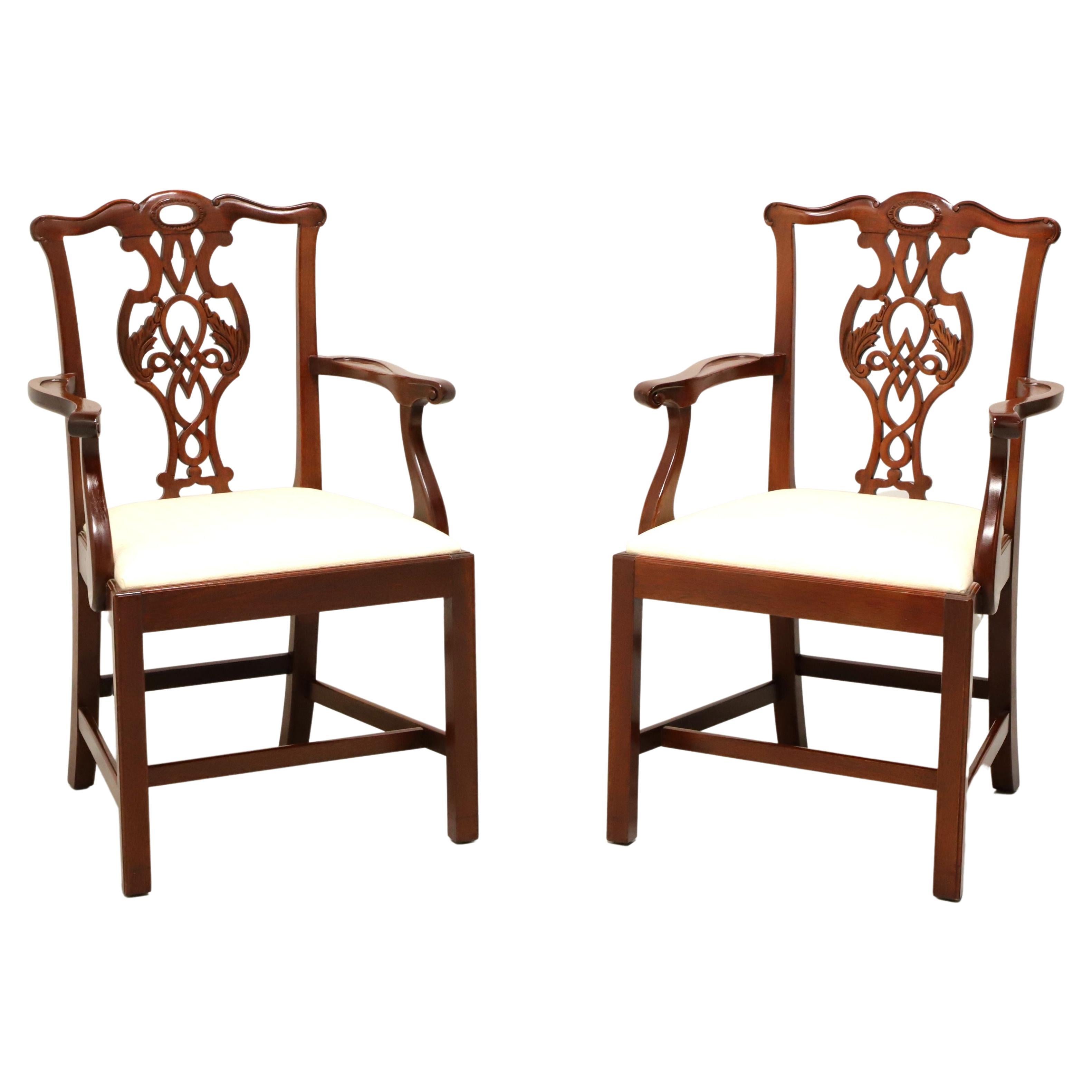 BAKER Historic Charleston Mahogany Chippendale Straight Leg Armchairs - Pair