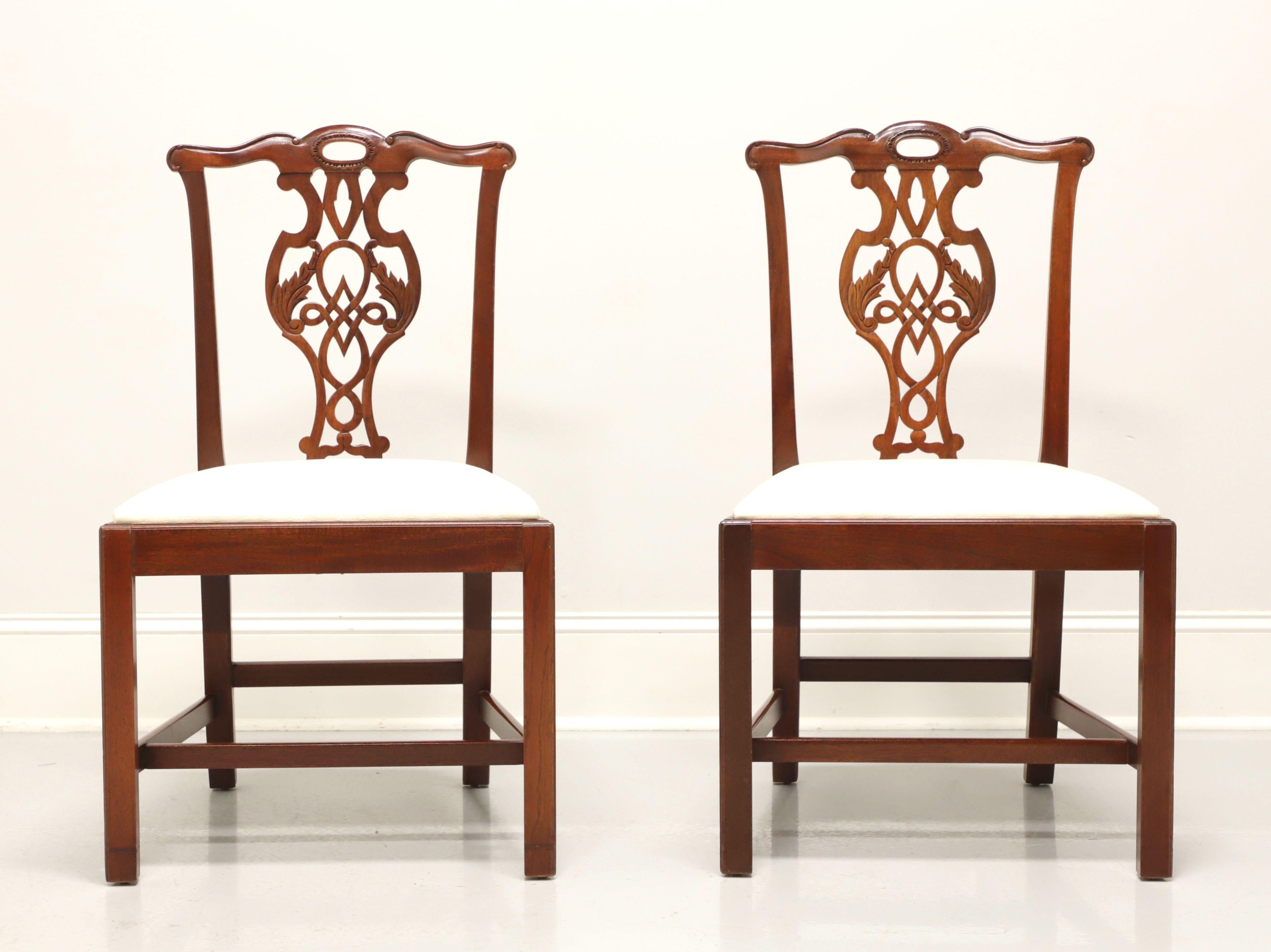 American BAKER Historic Charleston Mahogany Chippendale Straight Leg Side Chairs - Pair A