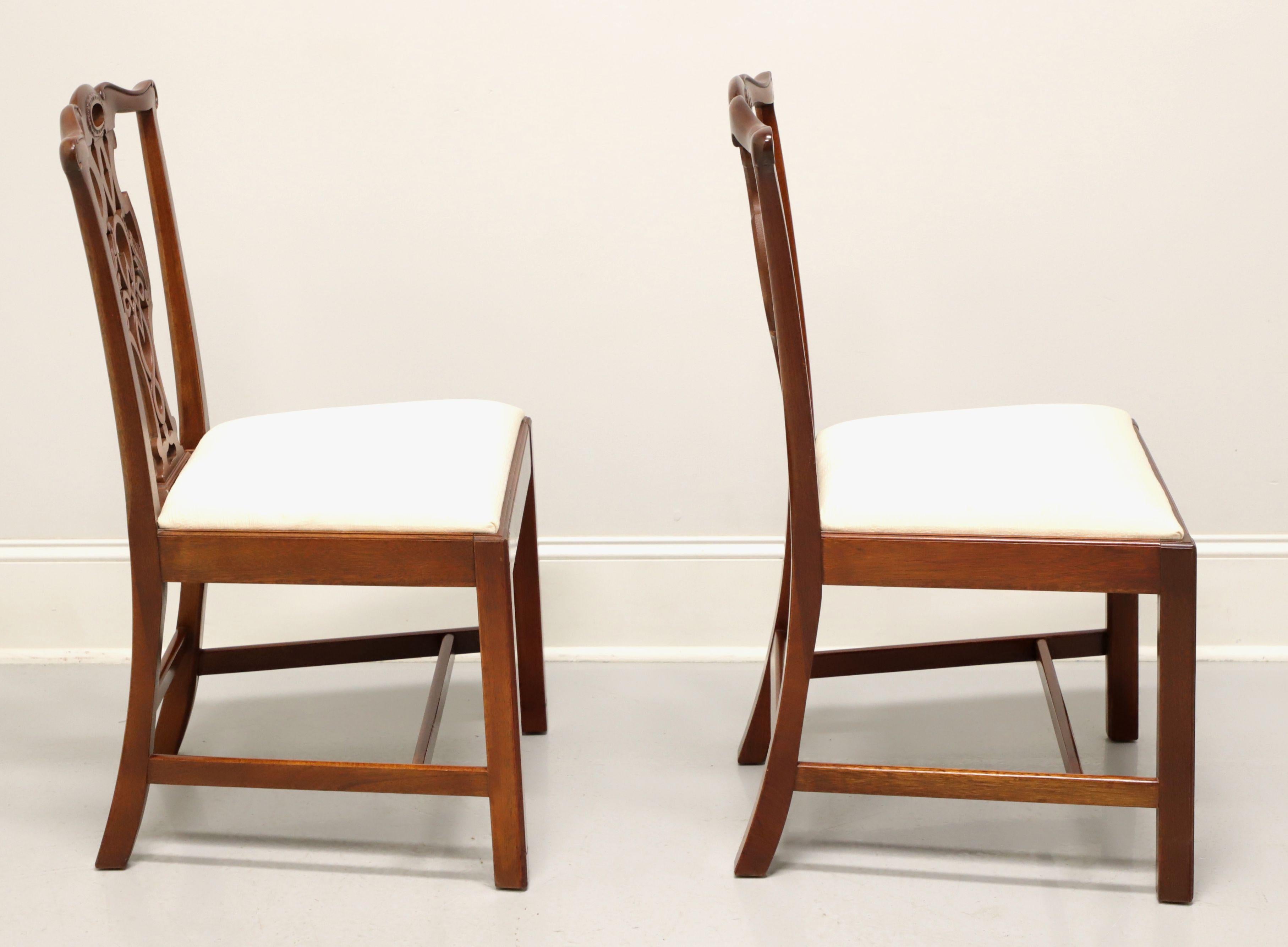BAKER Historic Charleston Mahogany Chippendale Straight Leg Side Chairs - Pair A In Good Condition In Charlotte, NC