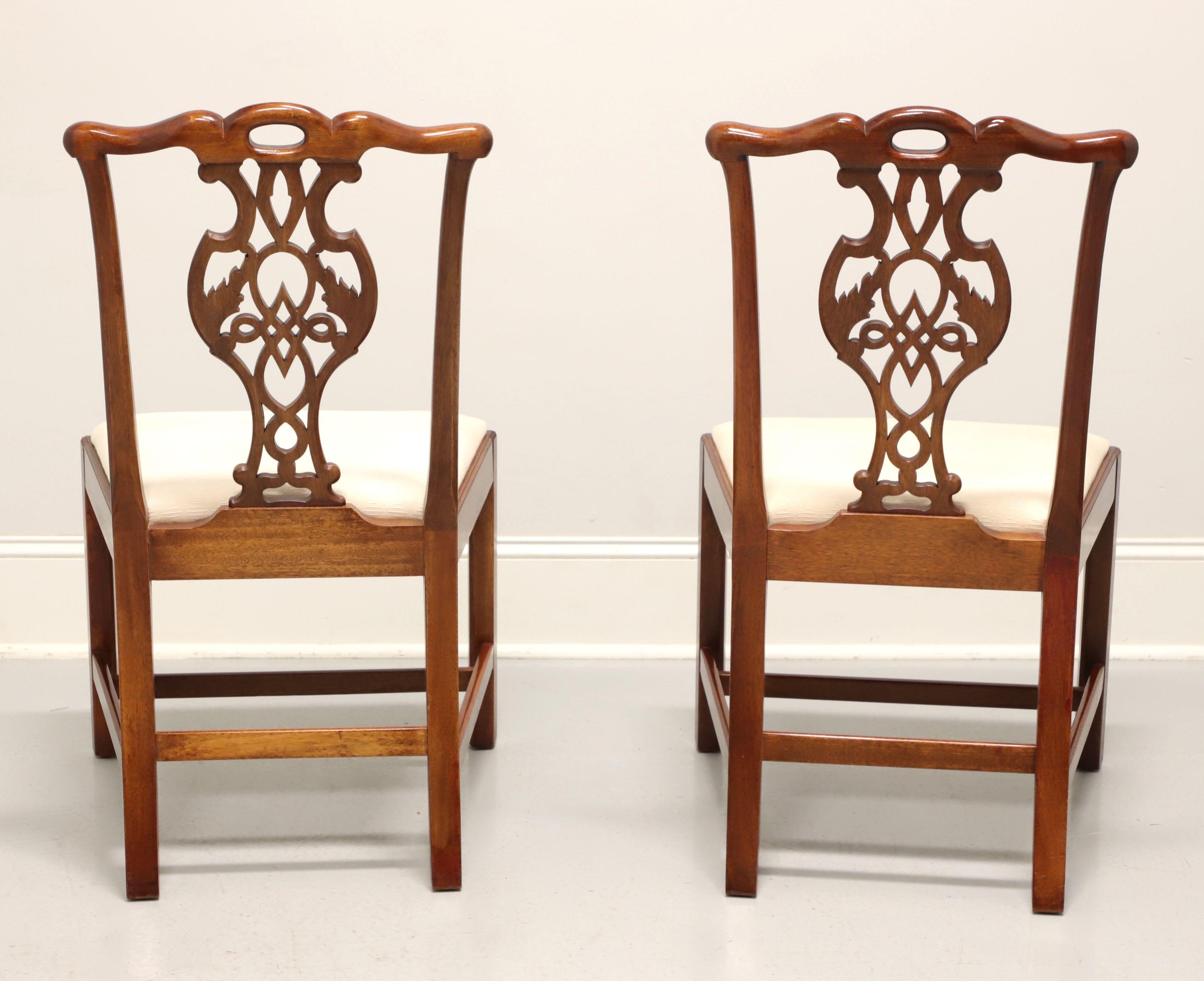 20th Century BAKER Historic Charleston Mahogany Chippendale Straight Leg Side Chairs - Pair A