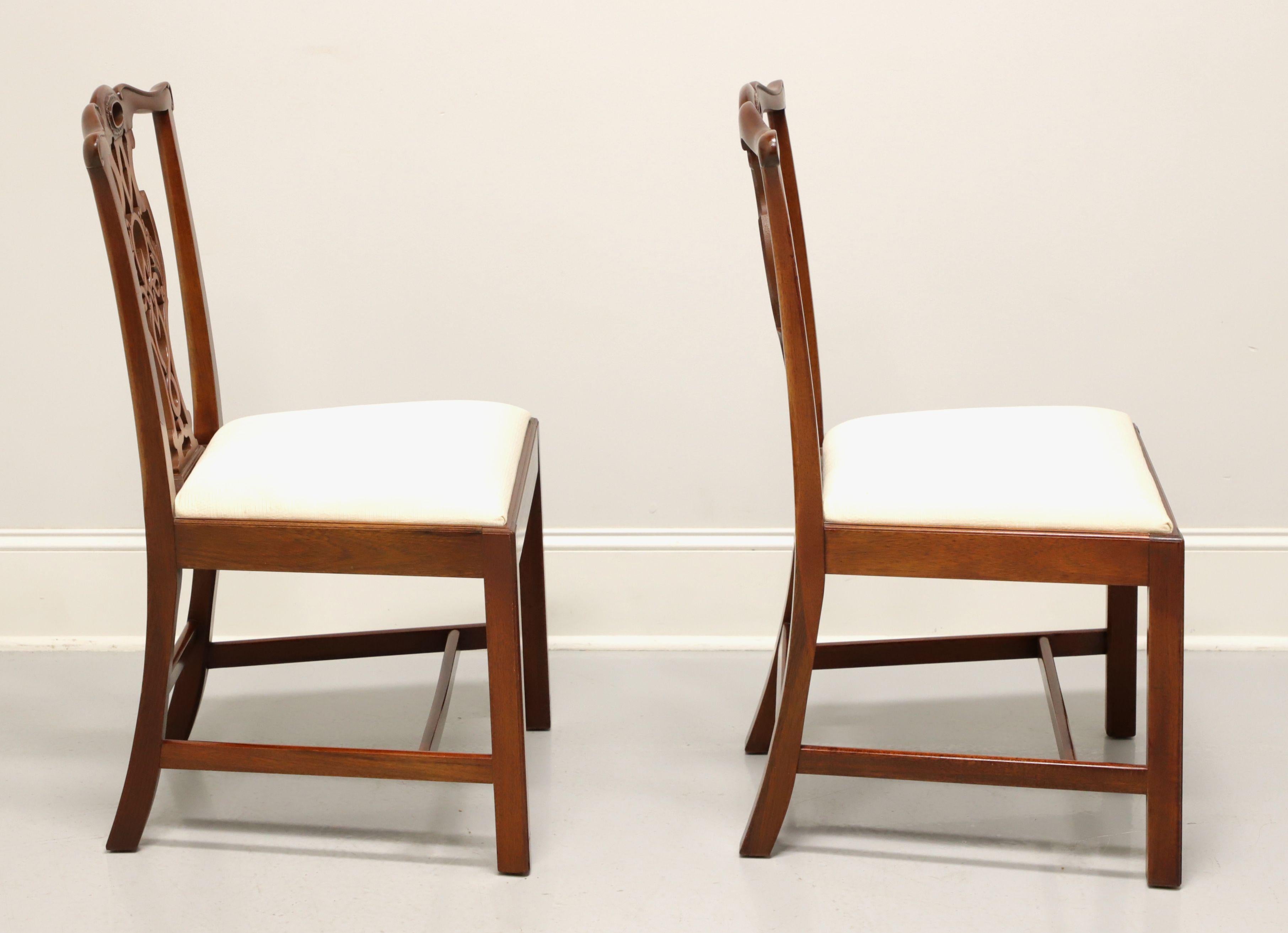 BAKER Historic Charleston Mahogany Chippendale Straight Leg Side Chairs - Pair B In Good Condition In Charlotte, NC