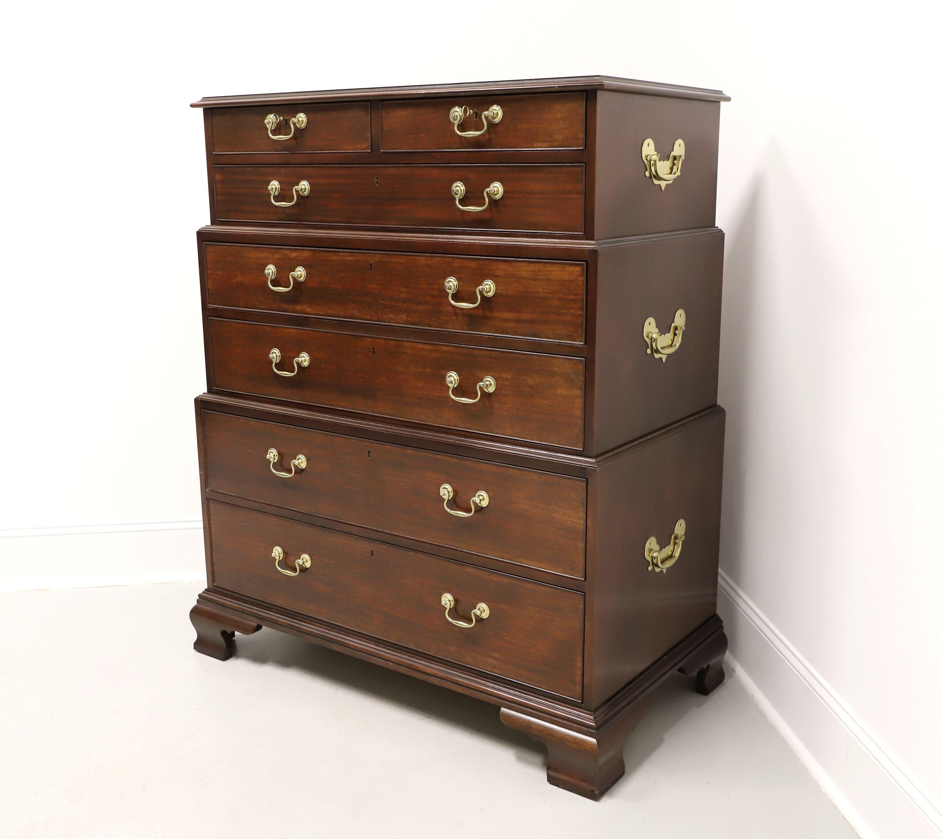 American BAKER Historic Charleston Mahogany Chippendale Style Three-Tier Chest on Chest