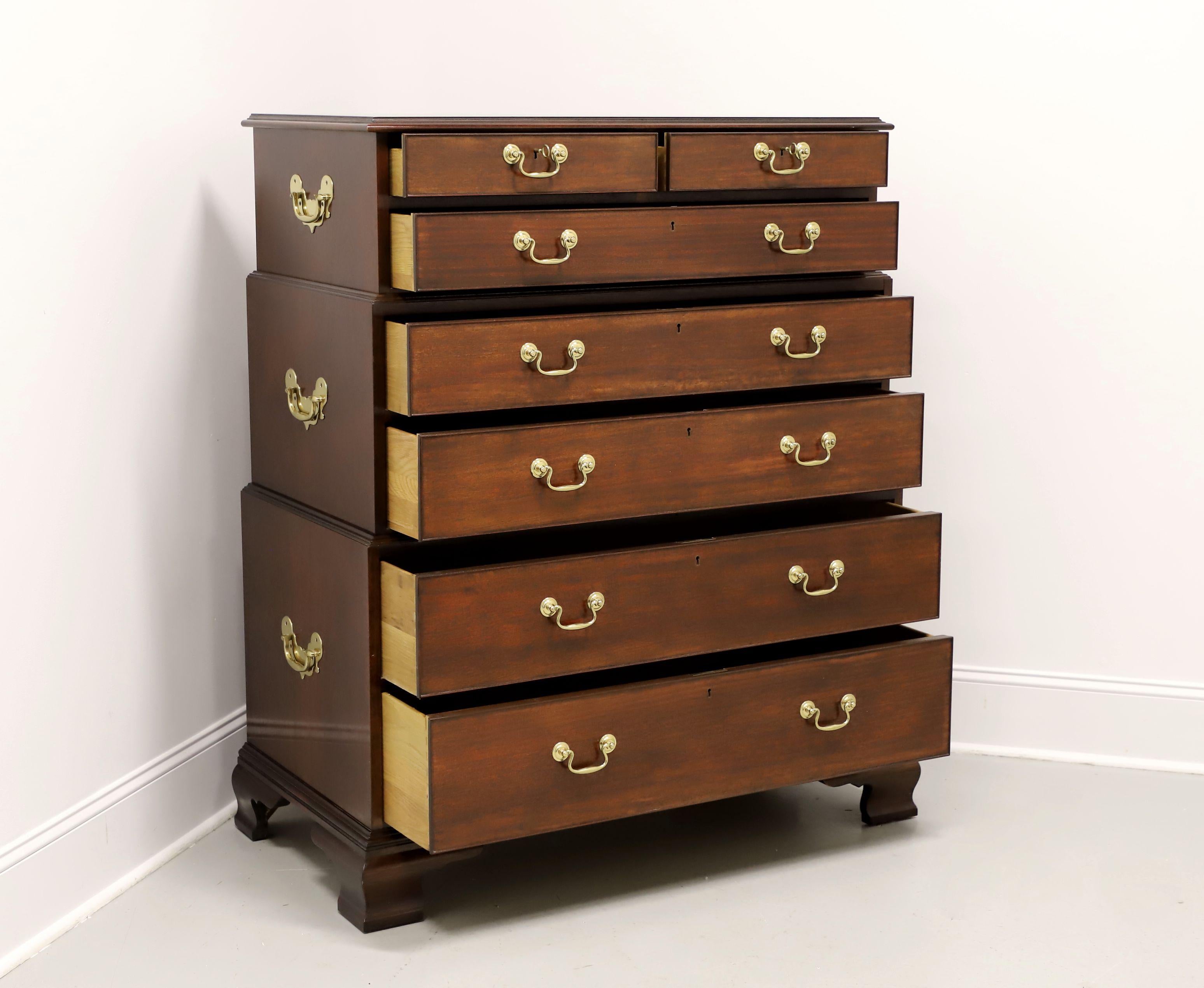 20th Century BAKER Historic Charleston Mahogany Chippendale Style Three-Tier Chest on Chest