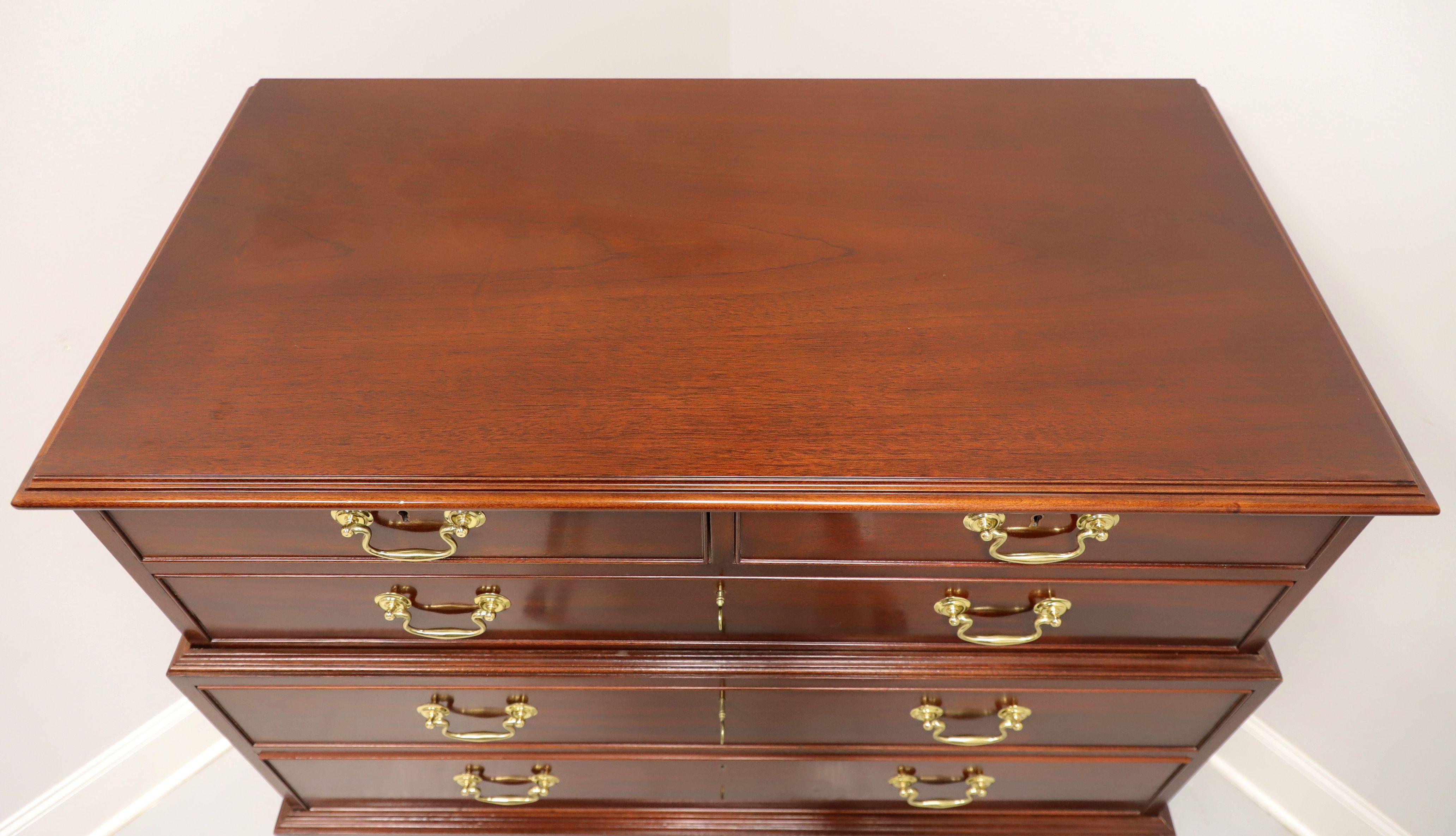 20th Century BAKER Historic Charleston Mahogany Chippendale Style Three-Tier Chest on Chest