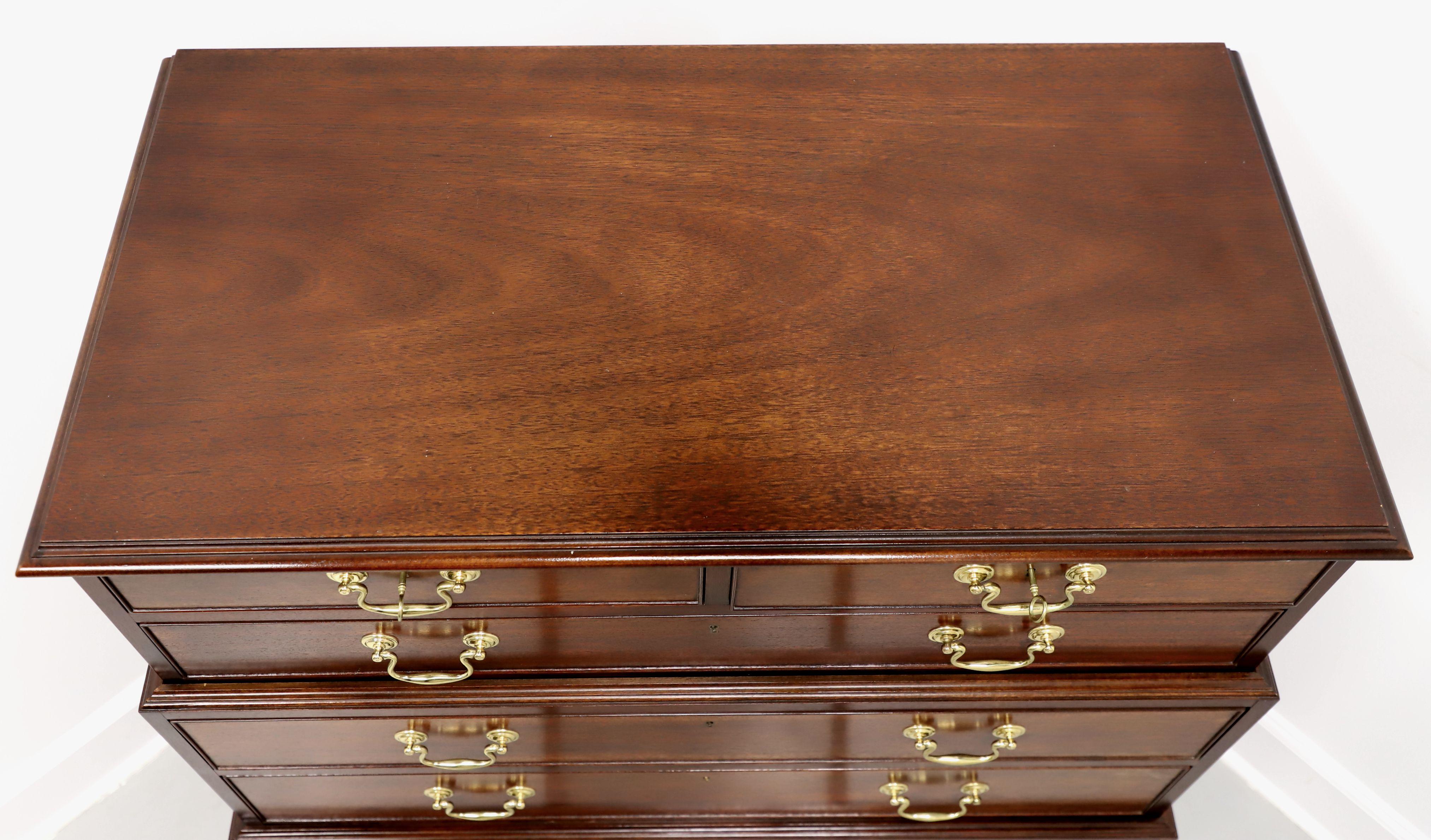 Brass BAKER Historic Charleston Mahogany Chippendale Style Three-Tier Chest on Chest