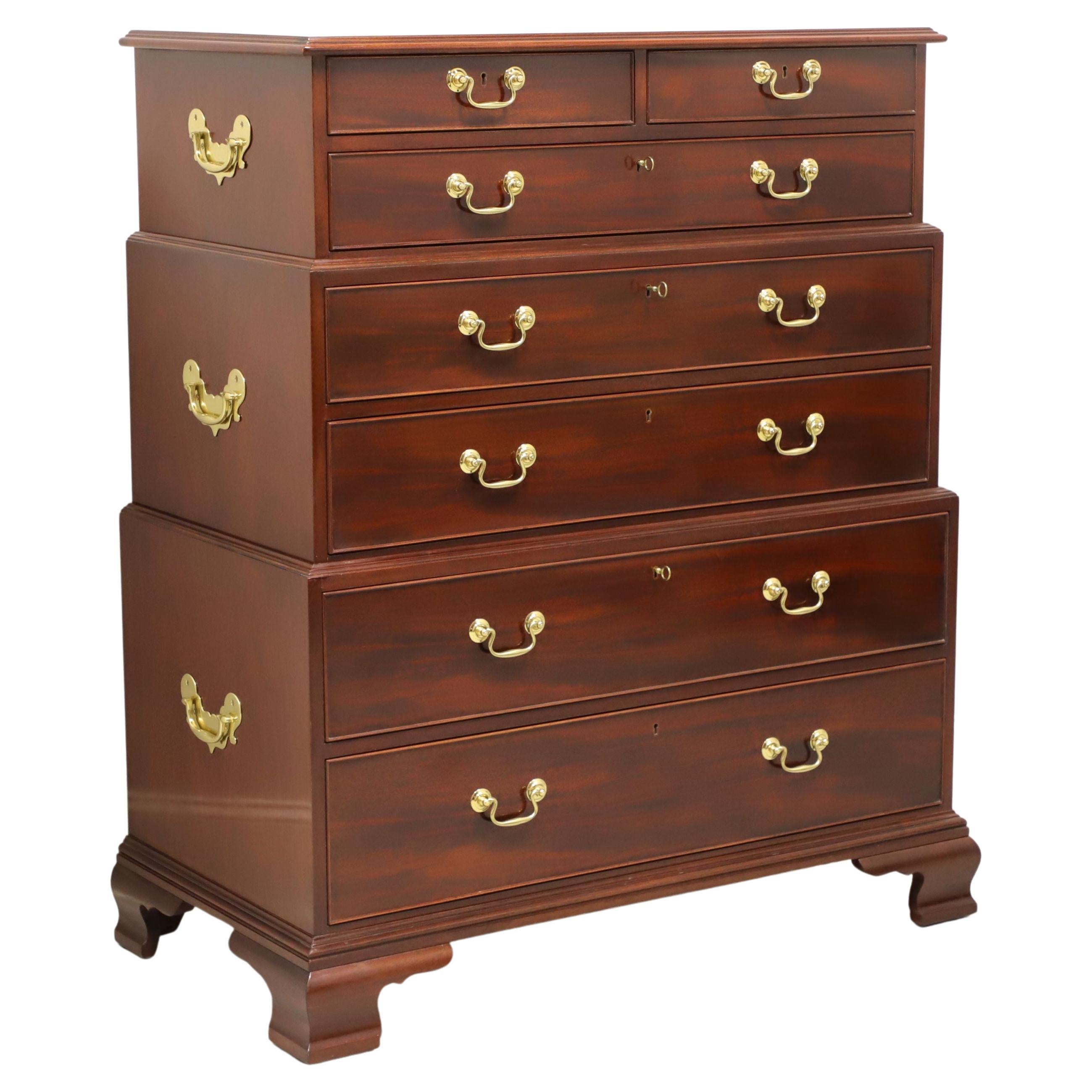 BAKER Historic Charleston Mahogany Chippendale Style Three-Tier Chest on Chest