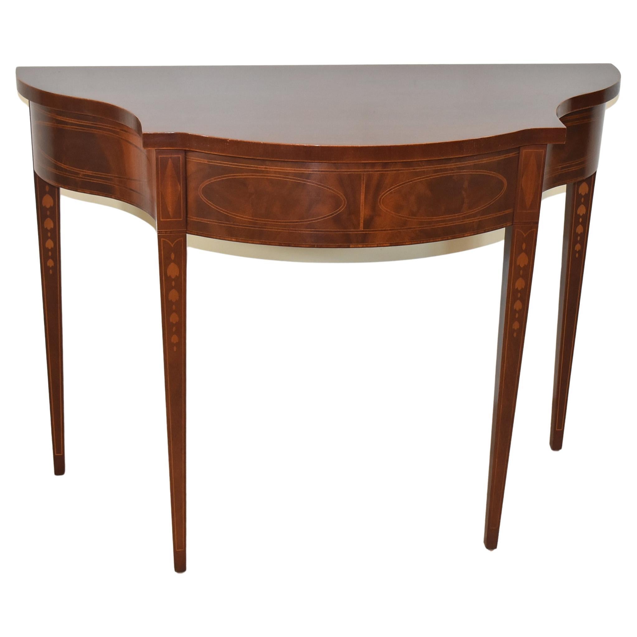 Baker Historic Charleston Mahogany Demilune Serpentine Front Table For Sale
