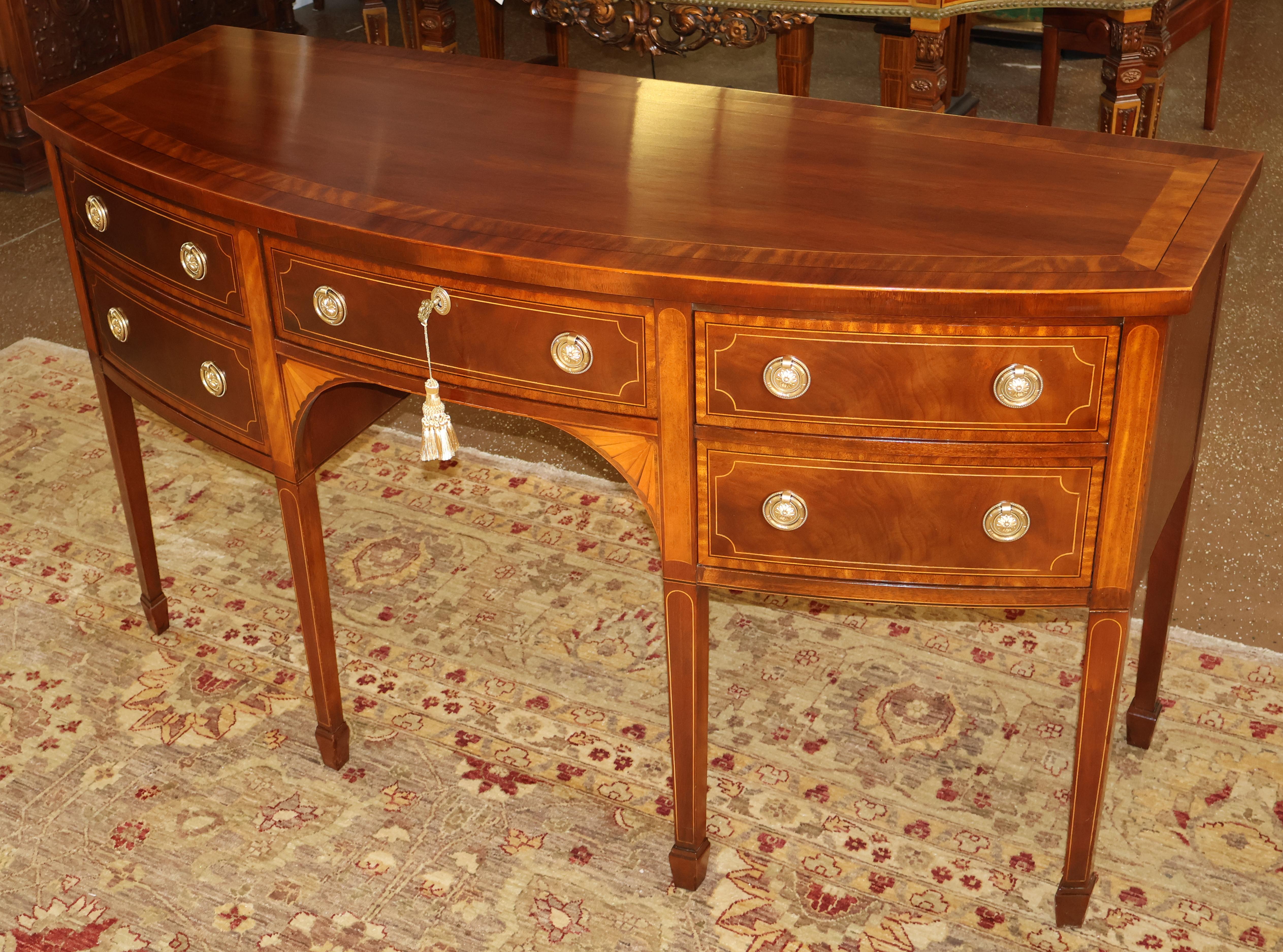 American Baker Historic Charleston Mahogany Inlaid Sideboard Server Buffet