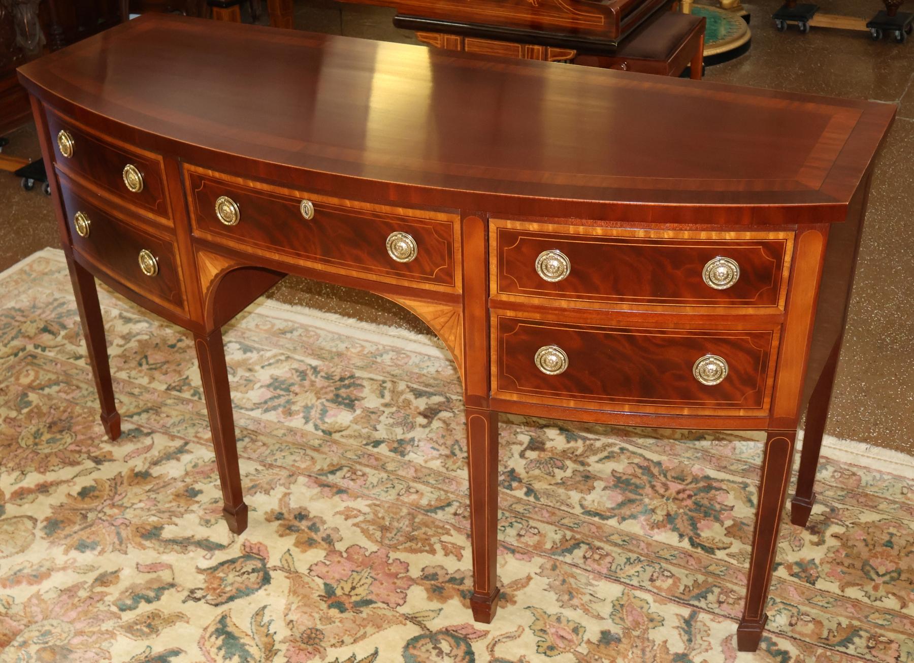 American Baker Historic Charleston Mahogany Inlaid Sideboard Server Buffet For Sale
