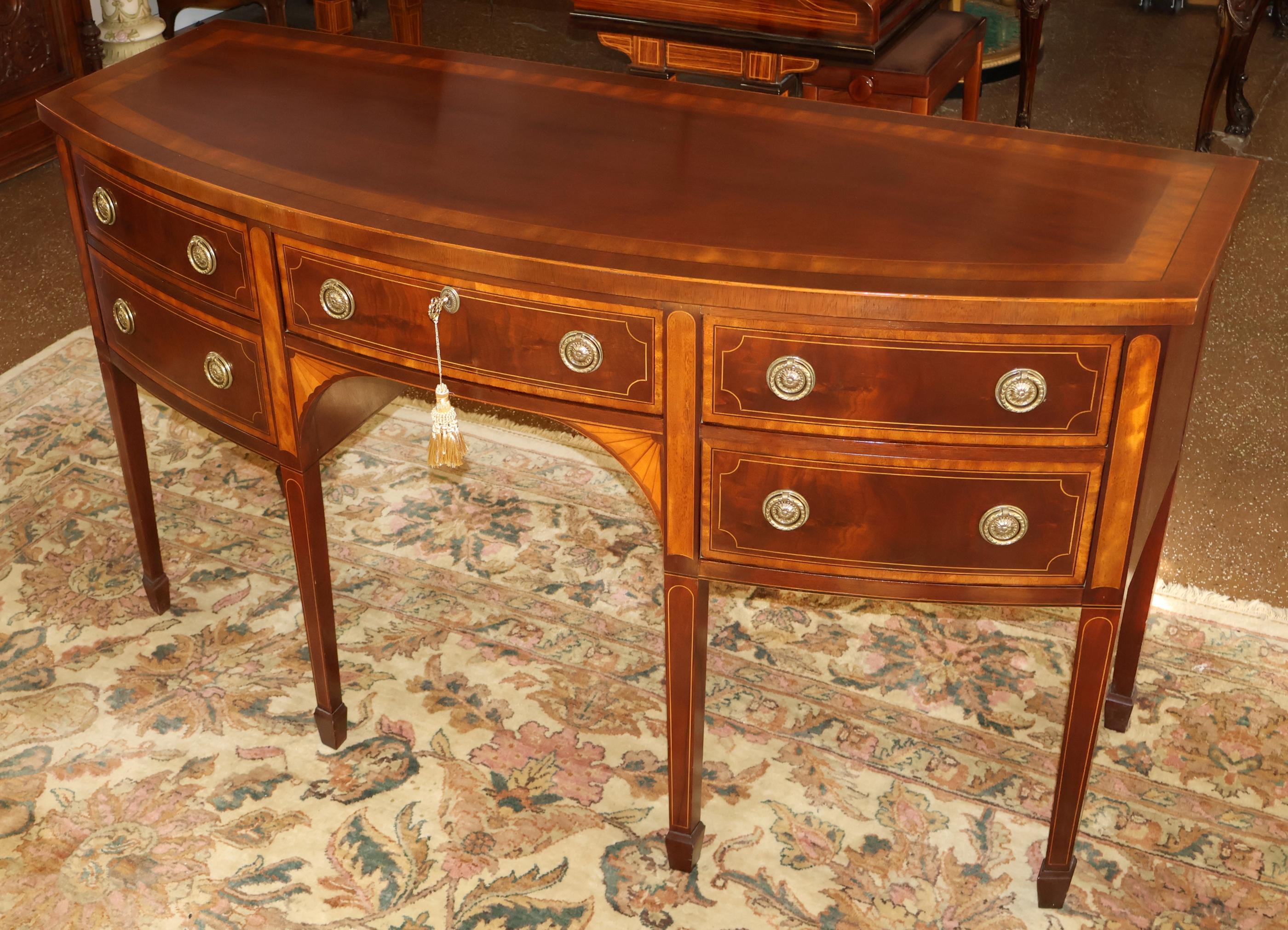 Baker Historic Charleston Mahagoni Sideboard-Serviergeschirr-Buffet mit Intarsien, Baker (amerikanisch) im Angebot