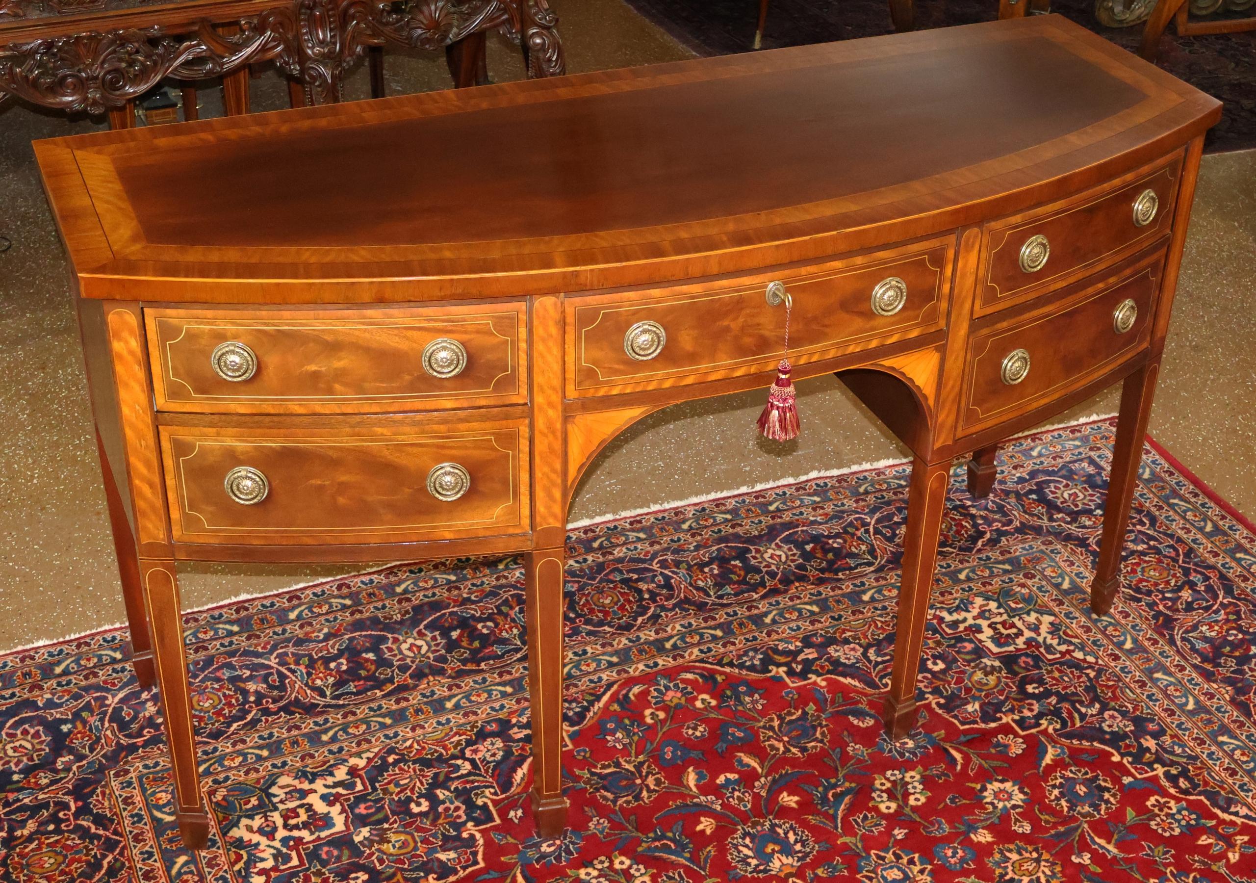 Americano Baker Historic Charleston Mahogany Inlaid Sideboard Server Buffet in vendita