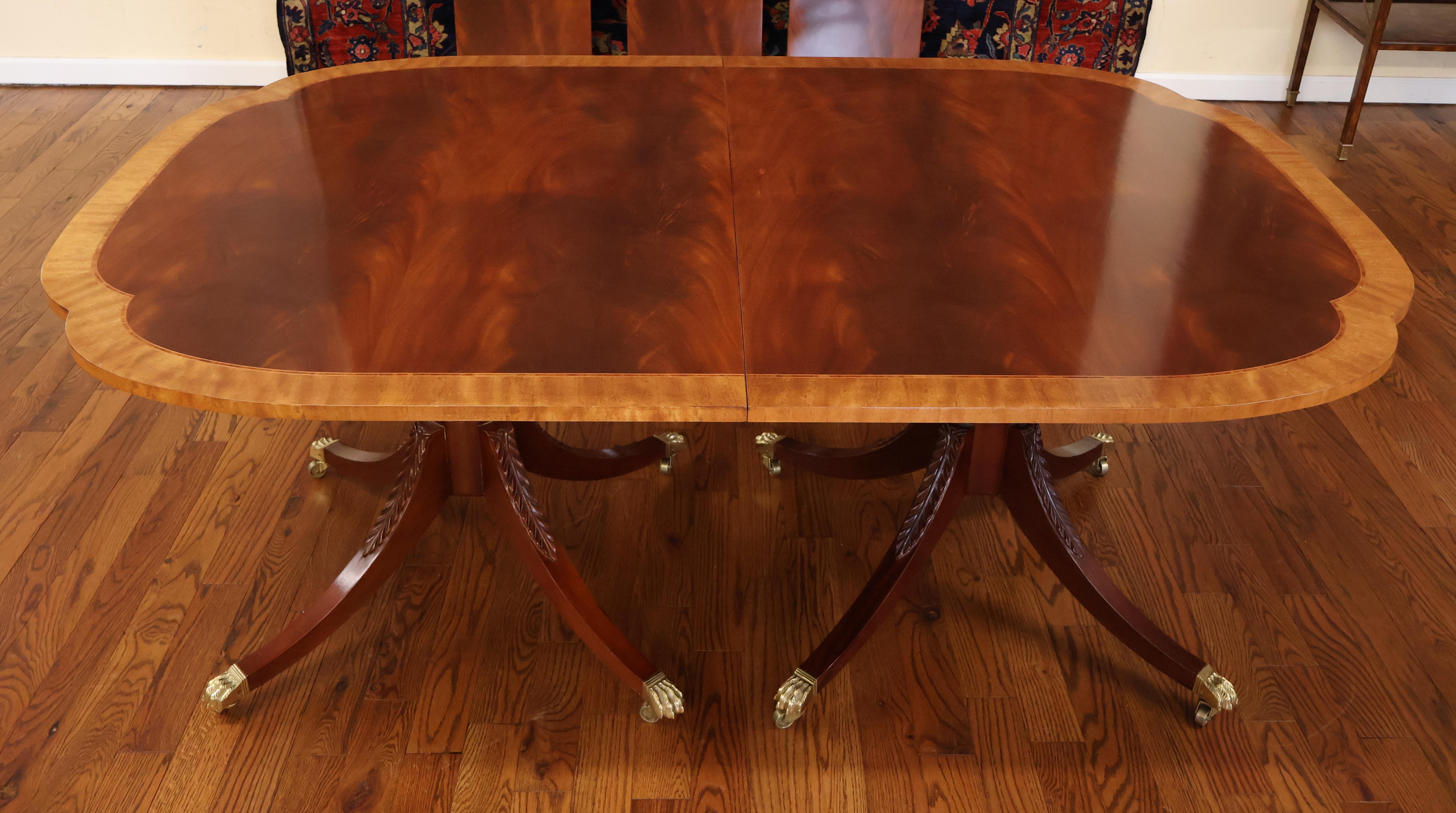 Baker Historic Charleston Mahogany Satinwood Banded Conference Dining Table 6