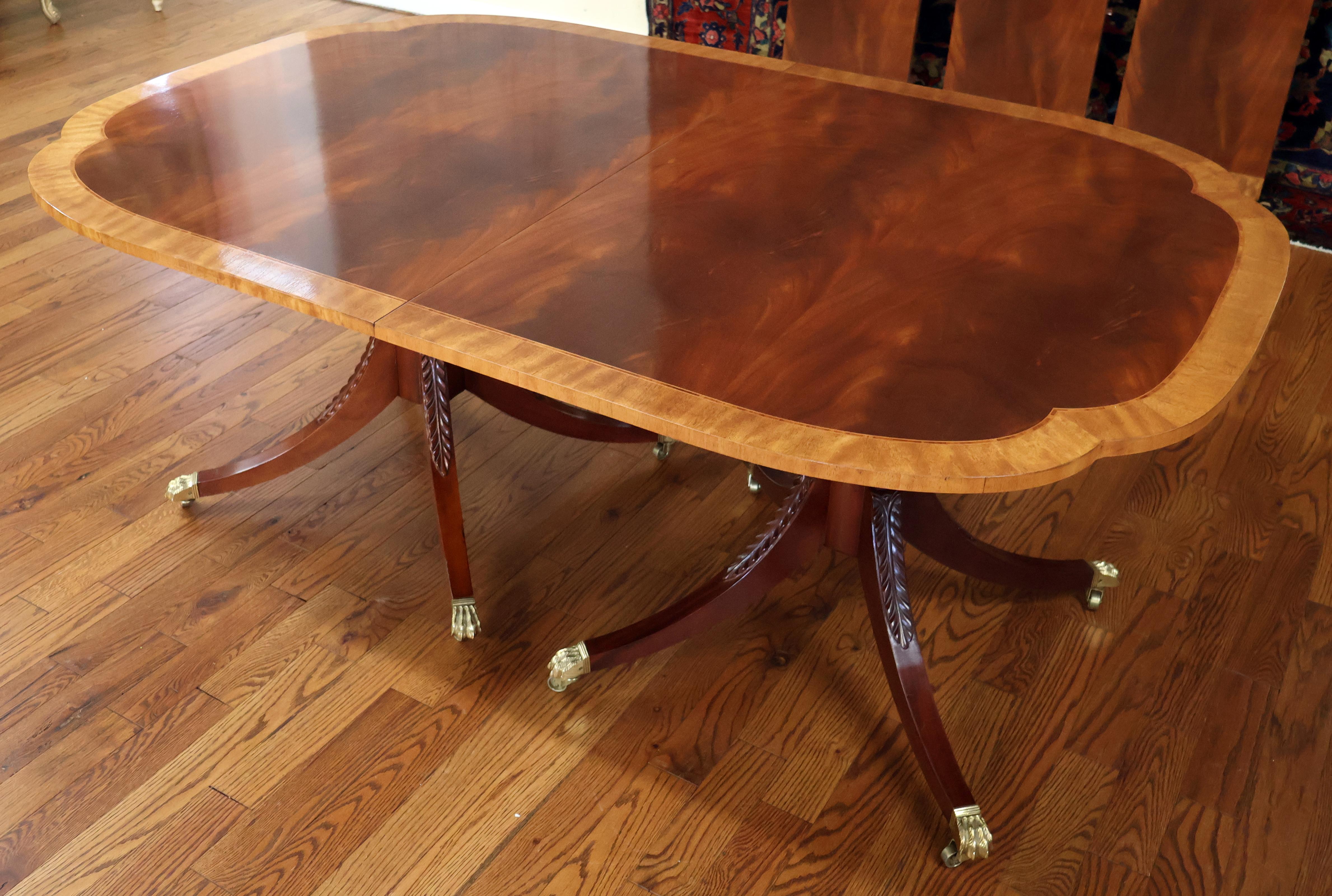 Baker Historic Charleston Mahogany Satinwood Banded Conference Dining Table 7