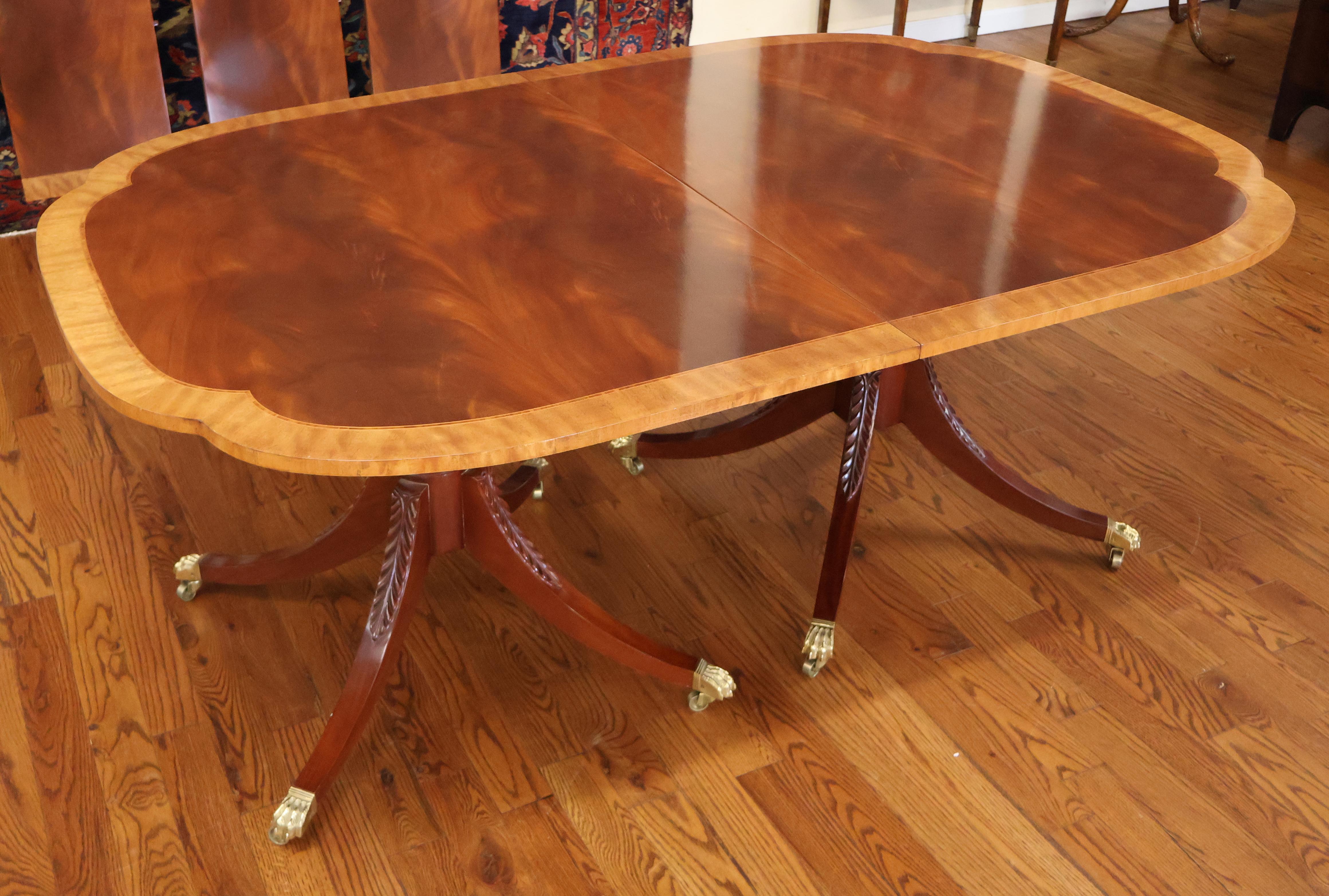 Baker Historic Charleston Mahogany Satinwood Banded Conference Dining Table 8