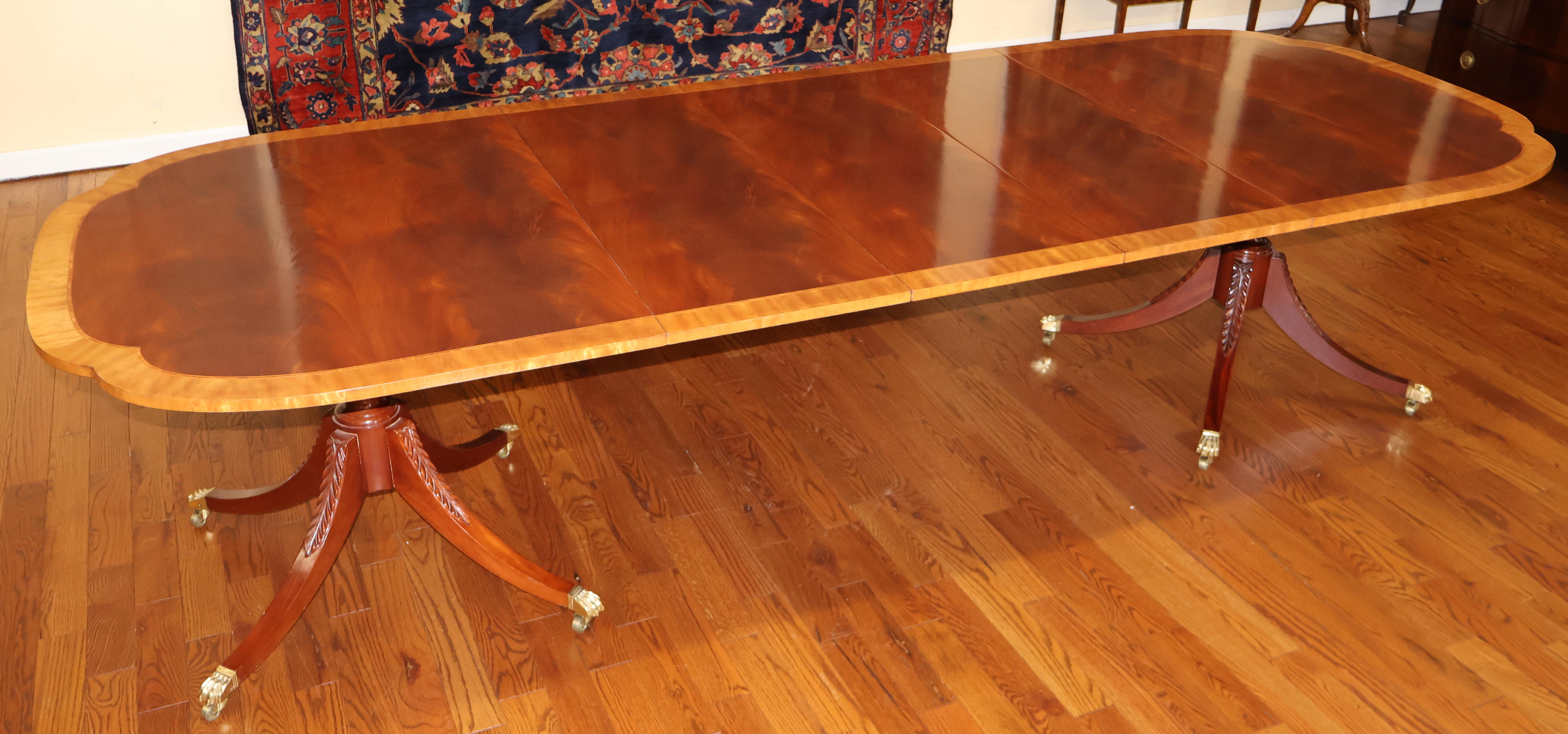 American Baker Historic Charleston Mahogany Satinwood Banded Conference Dining Table