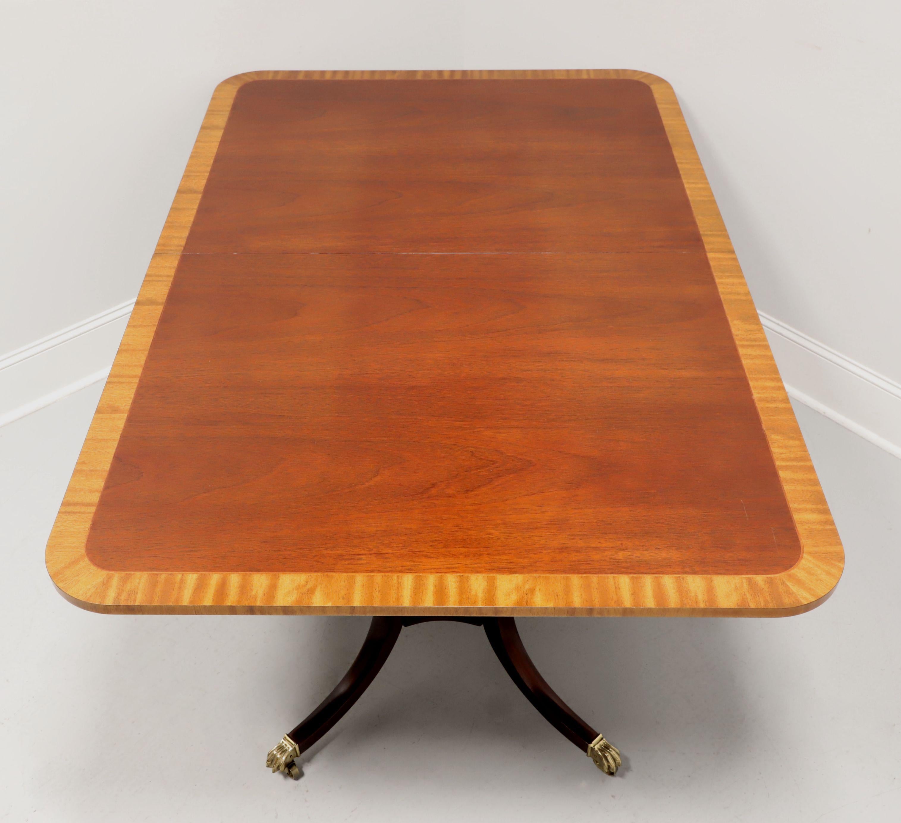 Regency BAKER Historic Charleston Mahogany Satinwood Banded Double Pedestal Dining Table For Sale