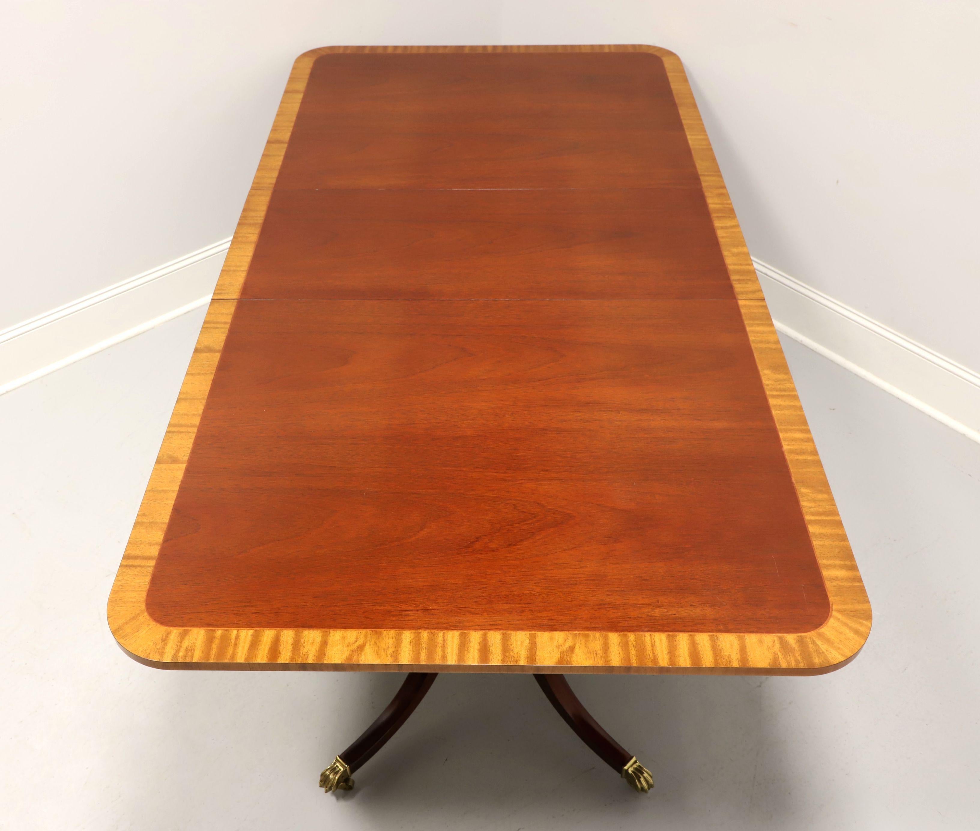 20th Century BAKER Historic Charleston Mahogany Satinwood Banded Double Pedestal Dining Table For Sale