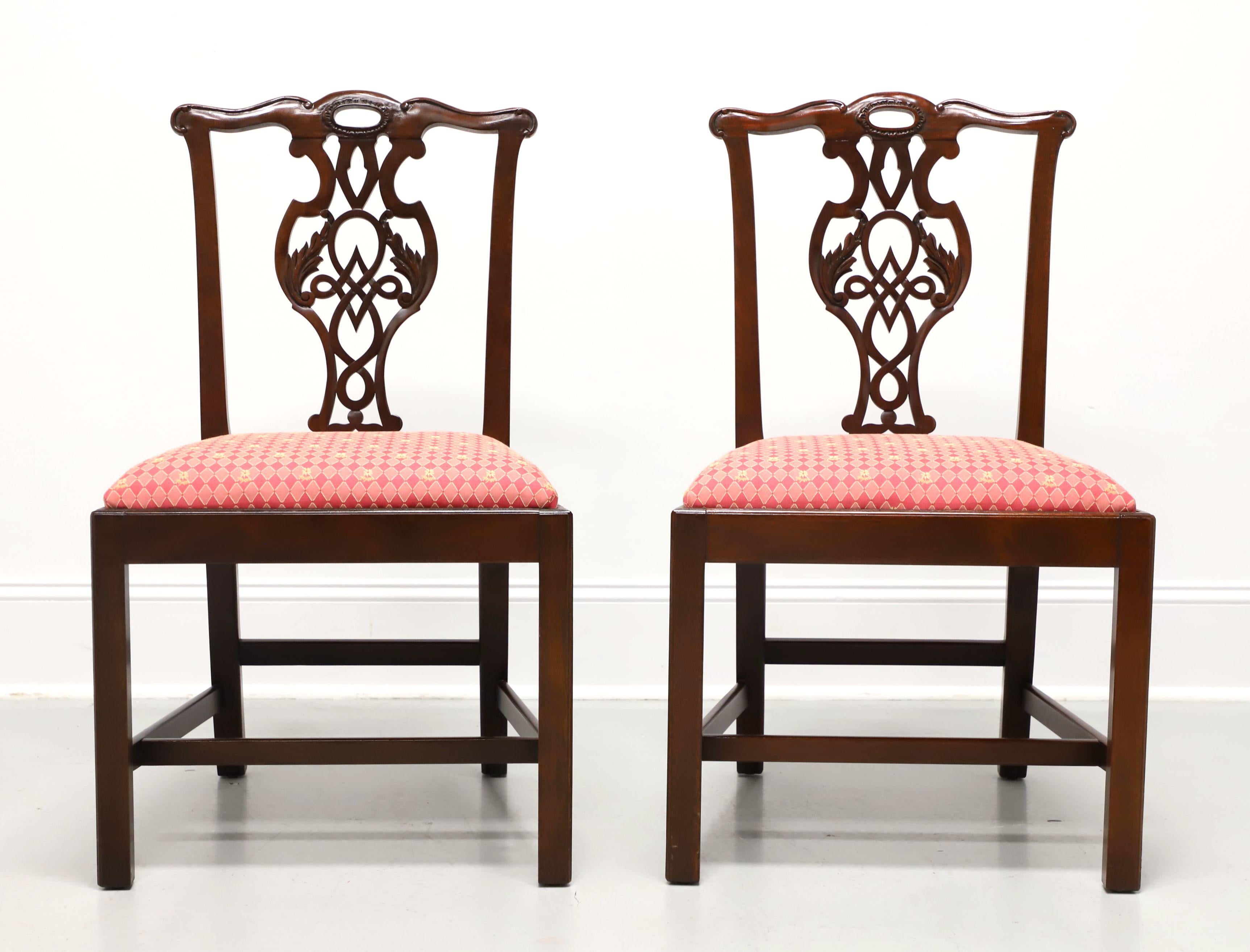 Chippendale BAKER Historic Charleston Mahogany Straight Leg Dining Side Chairs - Pair A
