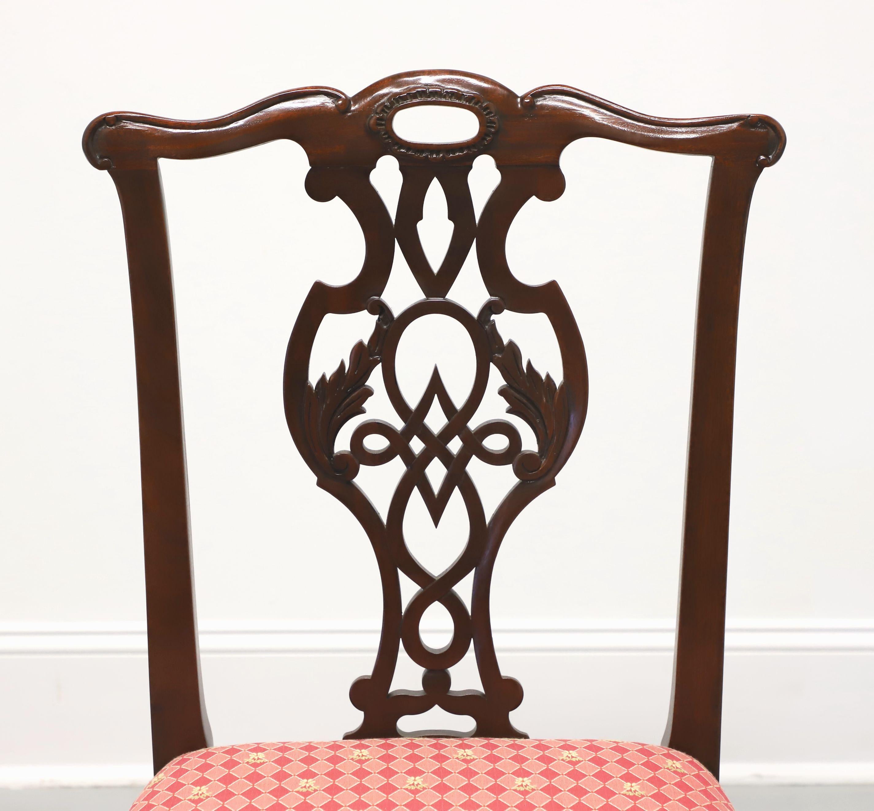 Fabric BAKER Historic Charleston Mahogany Straight Leg Dining Side Chairs - Pair A