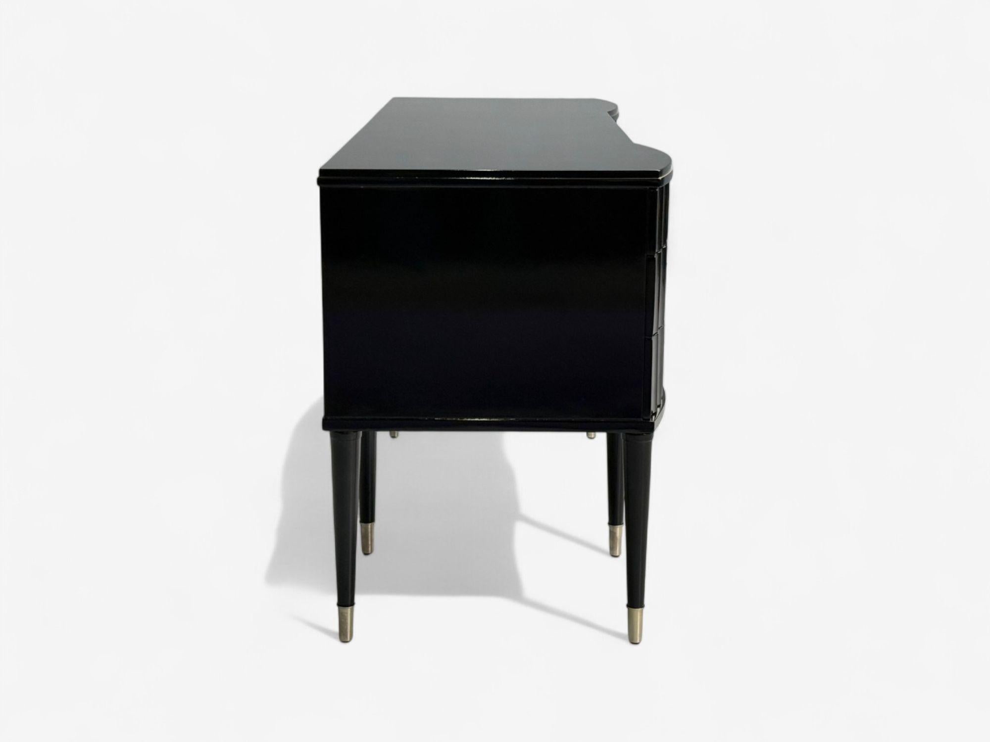Baker, Hollywood Regency, Black Lacquer, Chrome, Writing Desk, USA, 21st C. For Sale 5